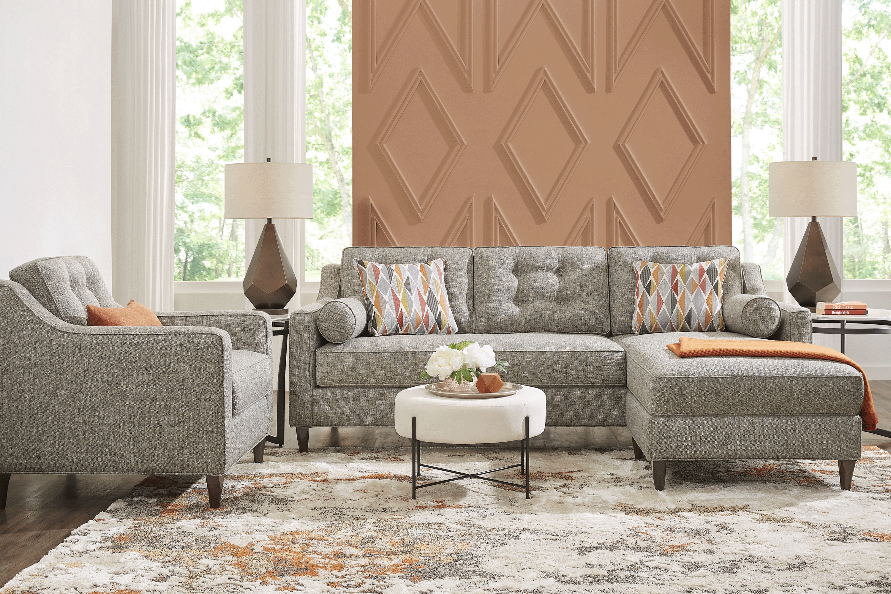 Hanover Gray Textured Chaise Sofa - Thumbnail - Image 2