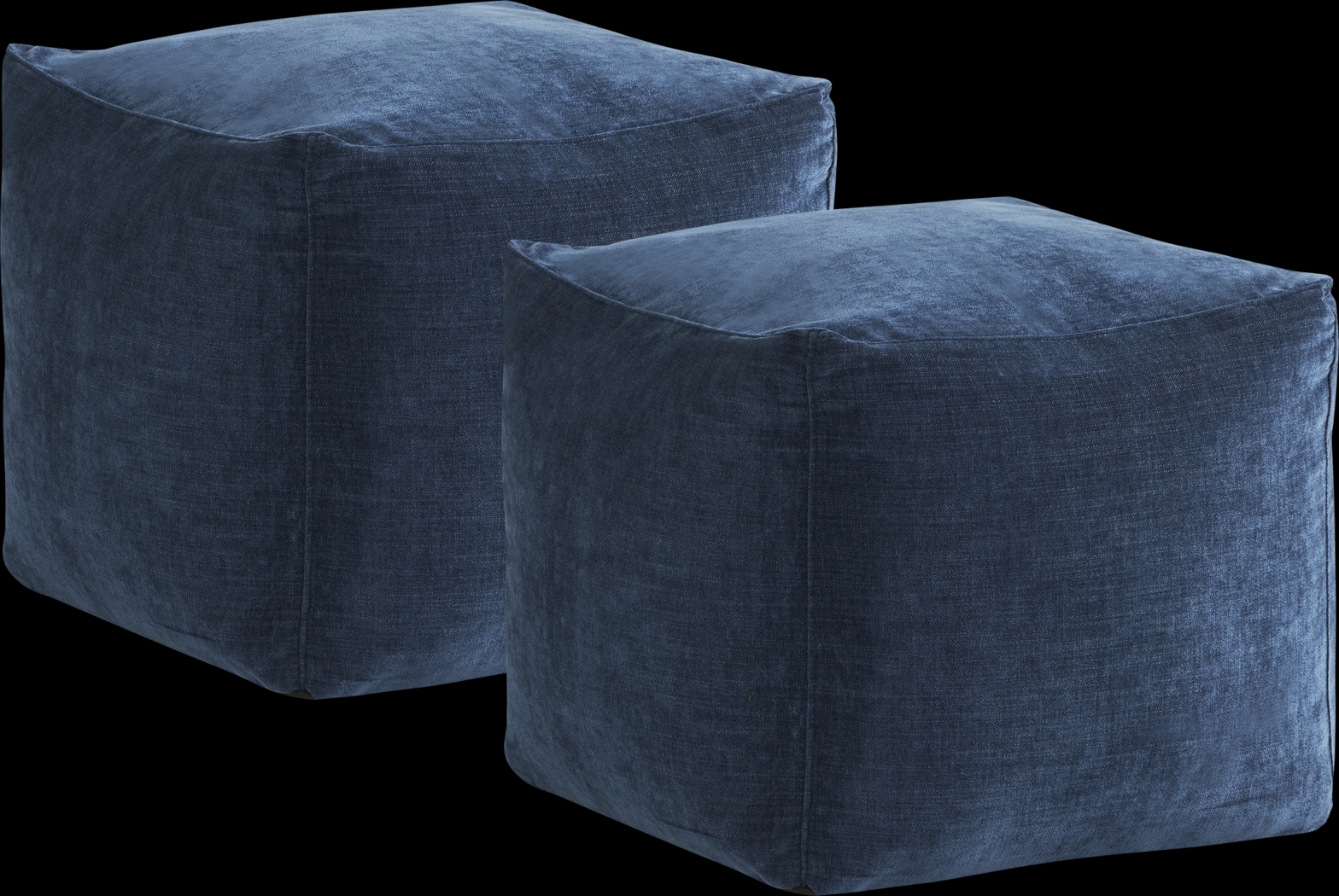 Hanover Indigo Chenille Accent Pouf, Set of 2 - Thumbnail - Image 1