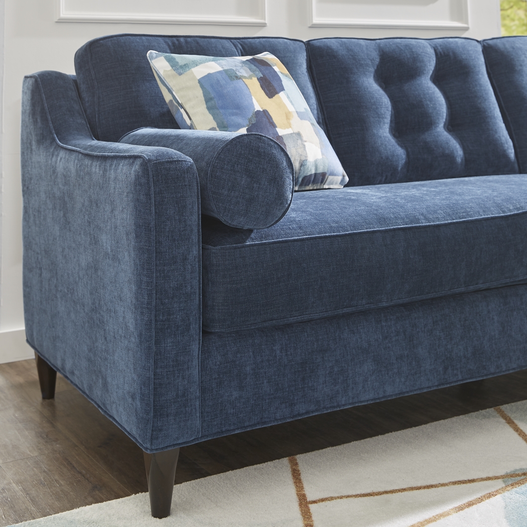 Cindy Crawford Home Hanover Indigo Chenille 5 Pc Sectional Living Room - Thumbnail - Image 4