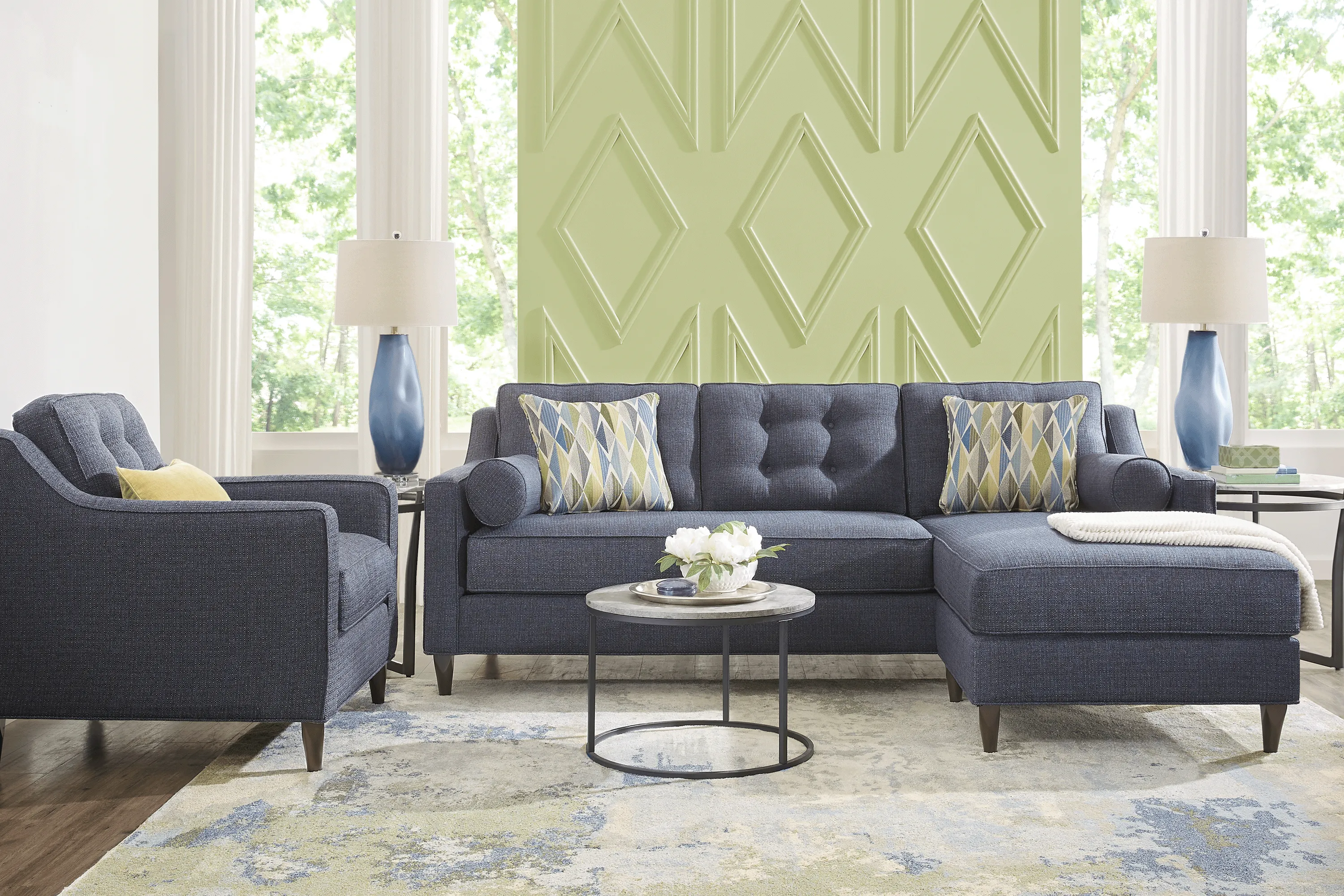 Hanover Midnight Textured Chaise Sofa - Thumbnail - Image 2