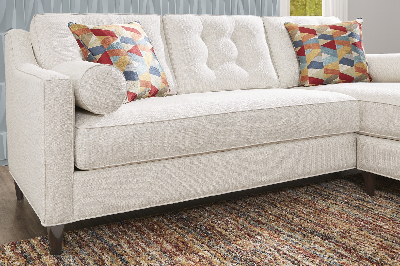 Hanover Off-White Textured 5 Pc Sectional Living Room - Thumbnail - Image 5