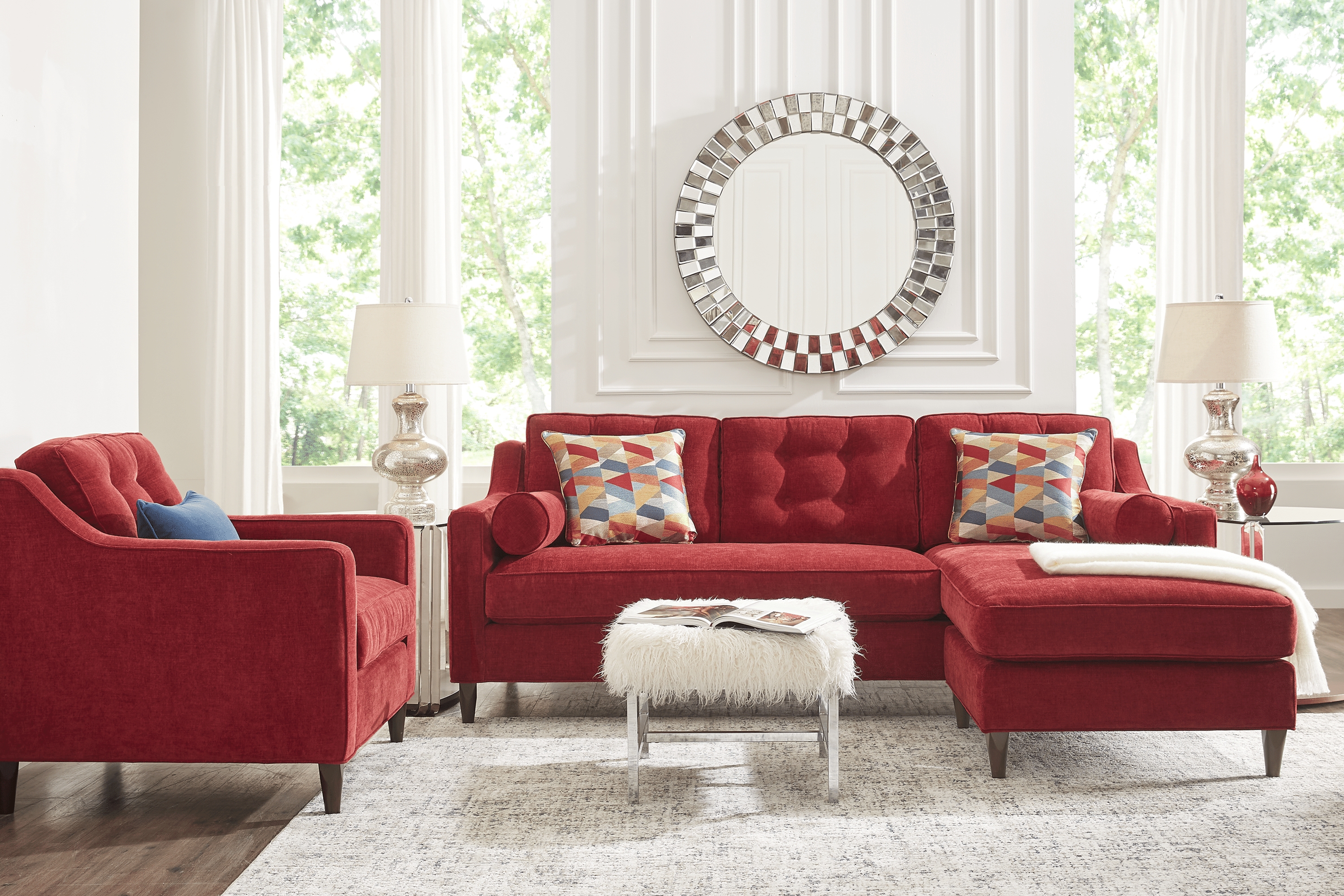 Hanover Ruby Chenille 5 Pc Sectional Living Room - Thumbnail - Image 1