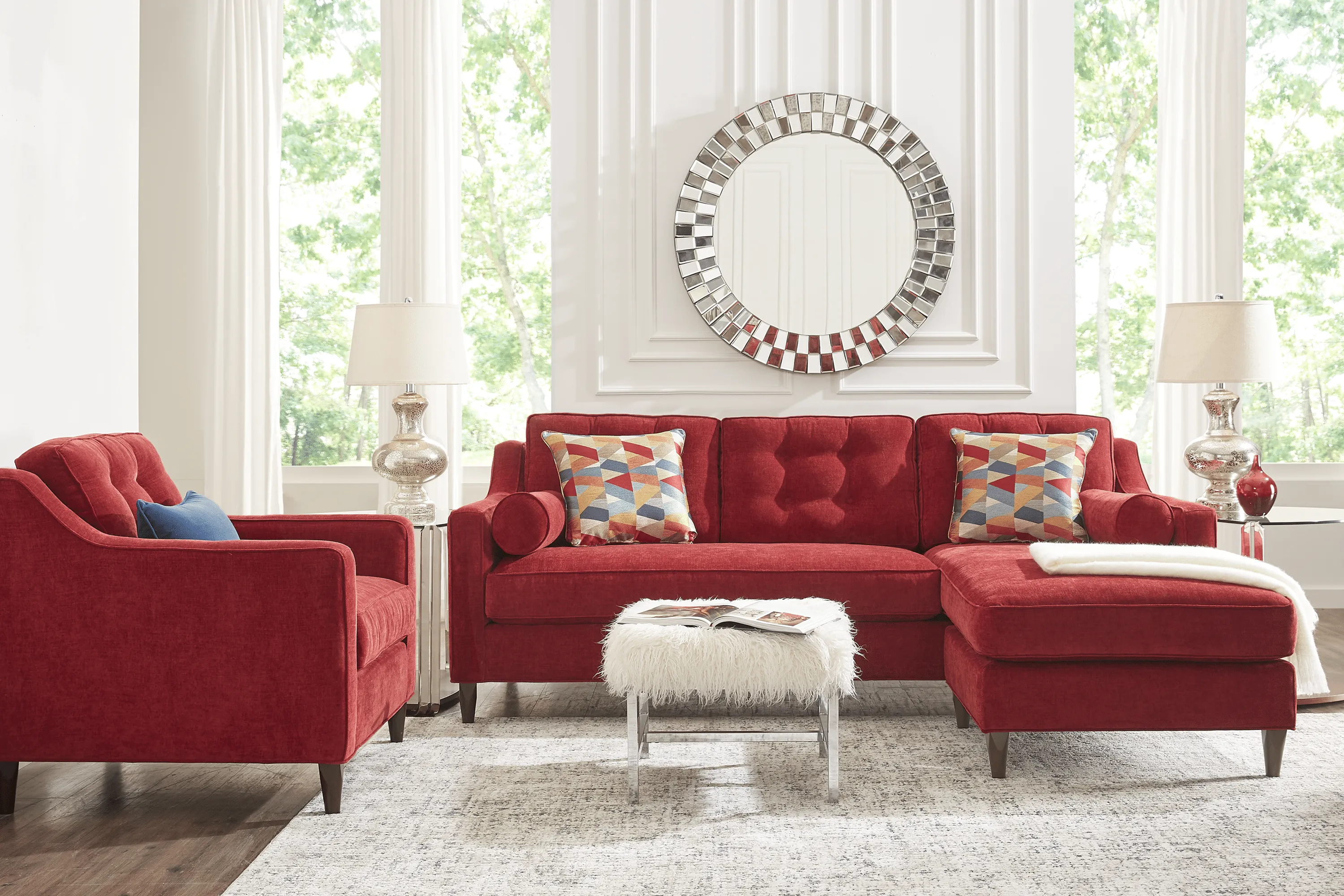 Hanover Ruby Chenille Chaise Sofa - Thumbnail - Image 2