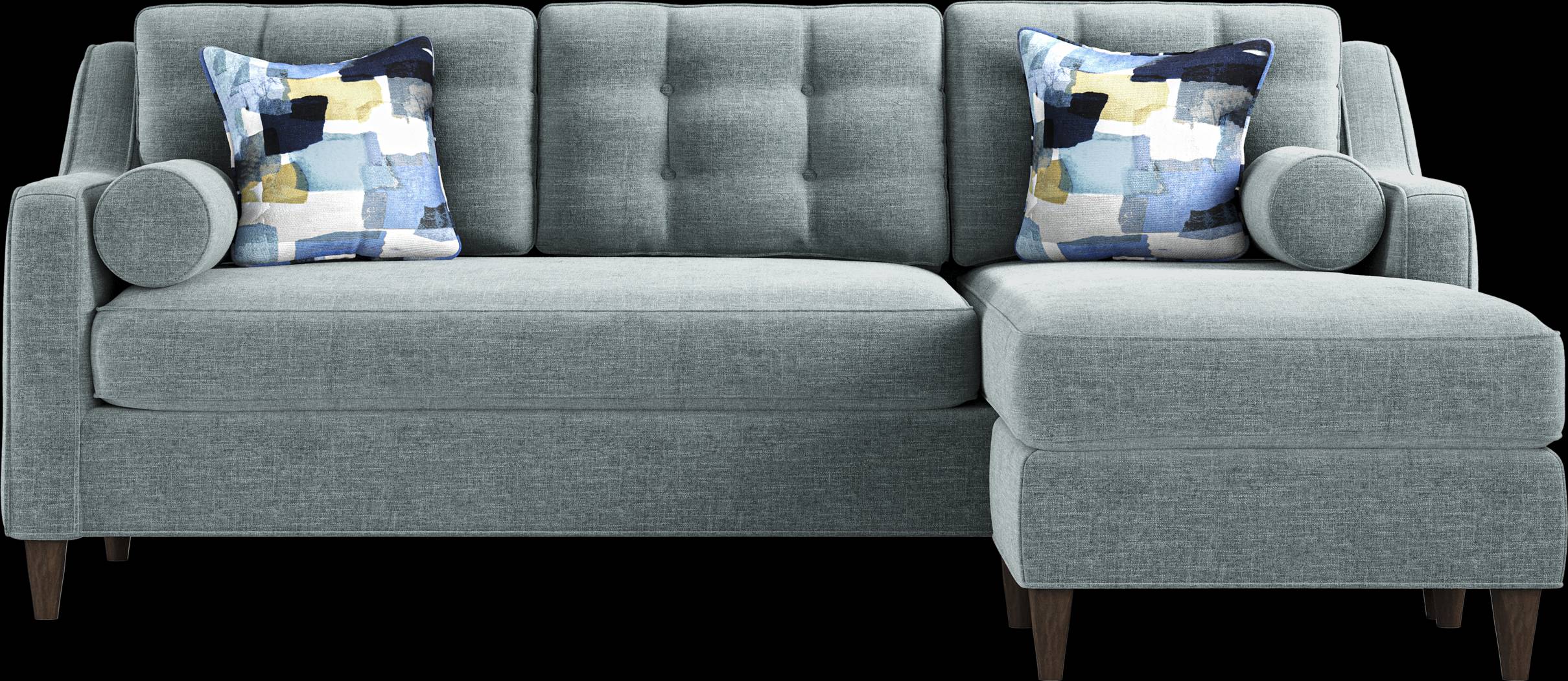 Cindy Crawford Home Hanover Teal Chenille 5 Pc Sectional Living Room - Thumbnail - Image 3