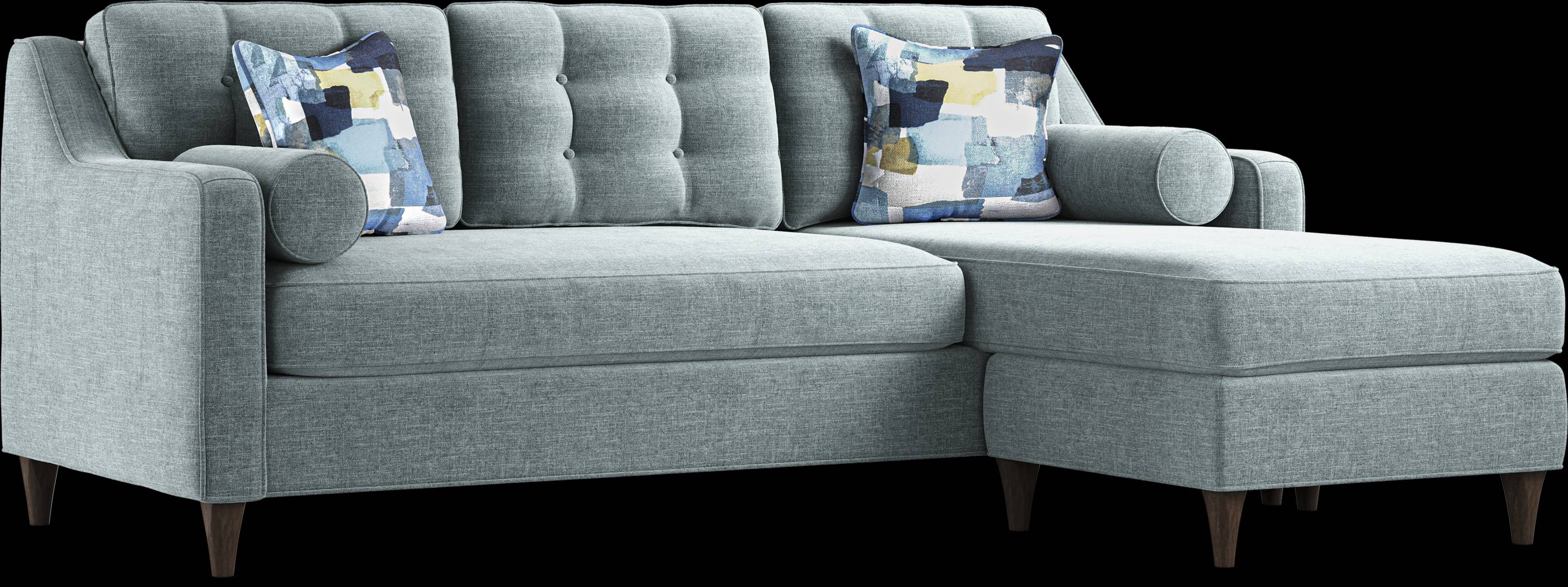 Cindy Crawford Home Hanover Teal Chenille 5 Pc Sectional Living Room - Thumbnail - Image 2