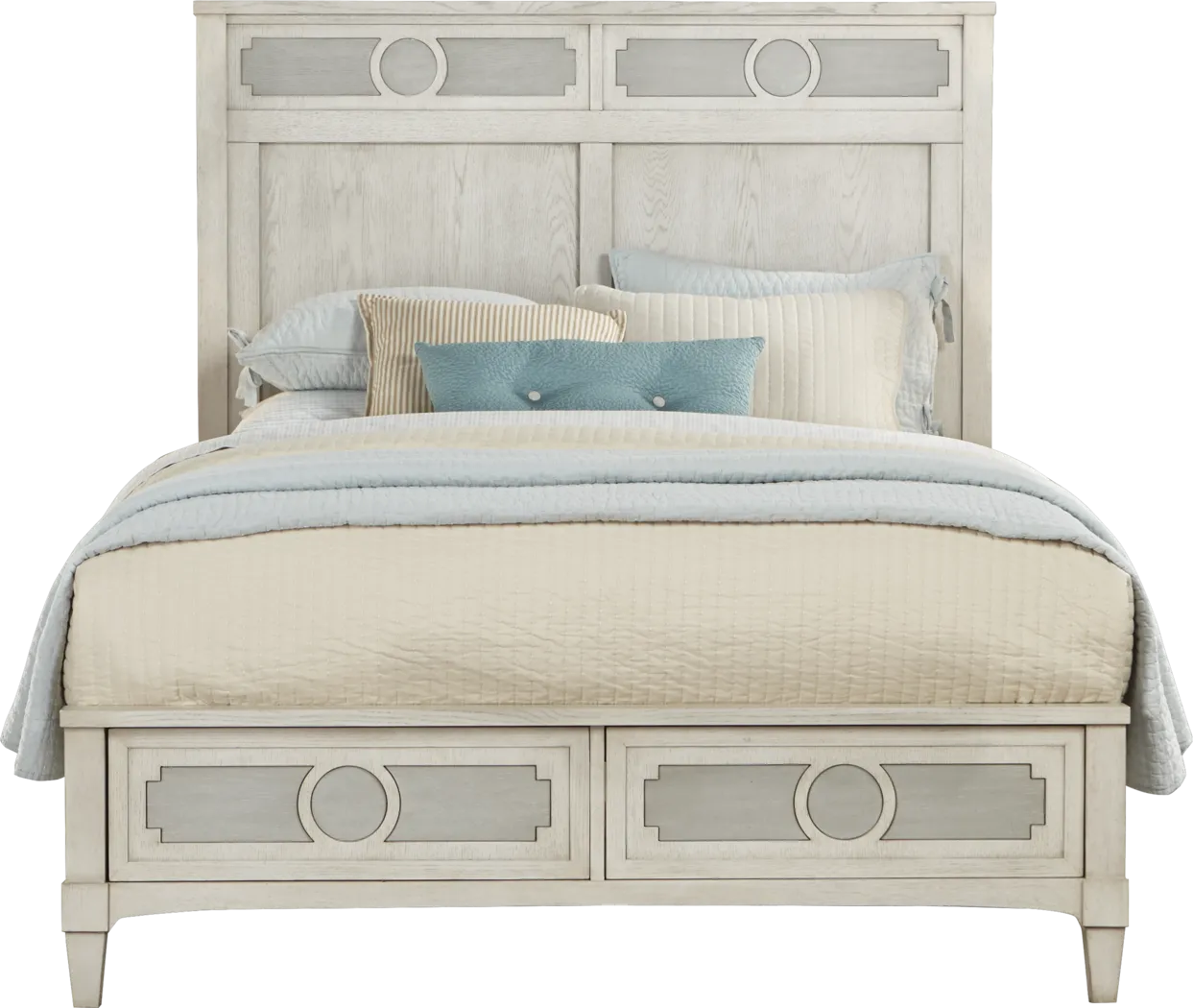 Cindy Crawford Home Harlowe Ivory 3 Pc Queen Bed - Thumbnail - Image 1