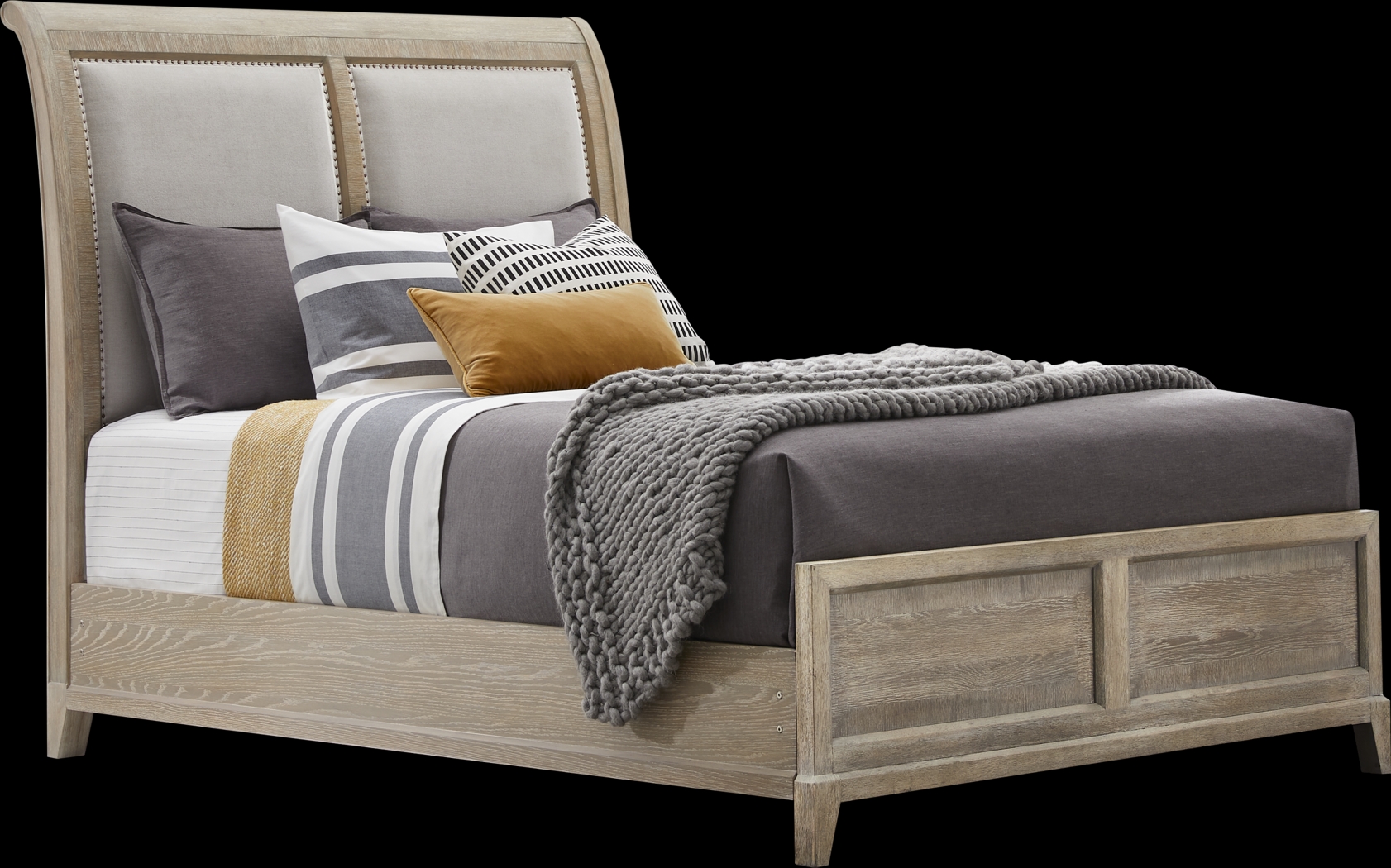 Kailey Park Light Oak Finish 7 Pc Queen Sleigh Bedroom - Thumbnail - Image 2