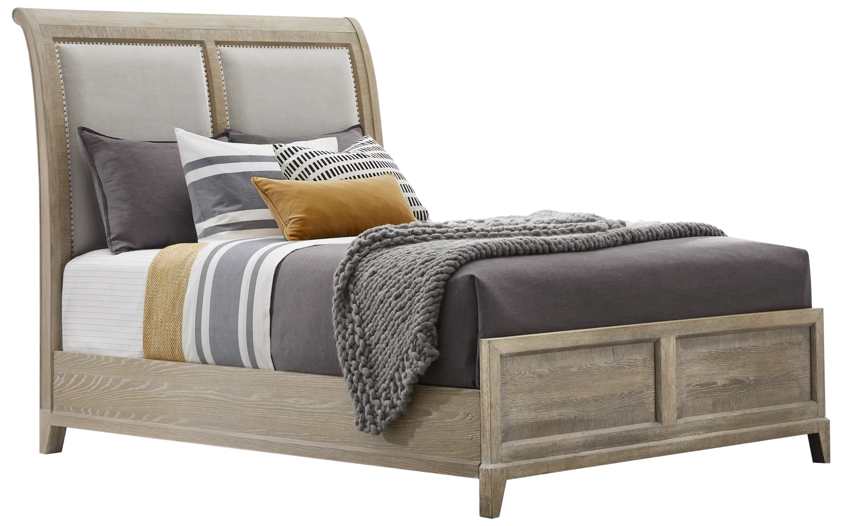 light oak 3 pc queen sleigh bed