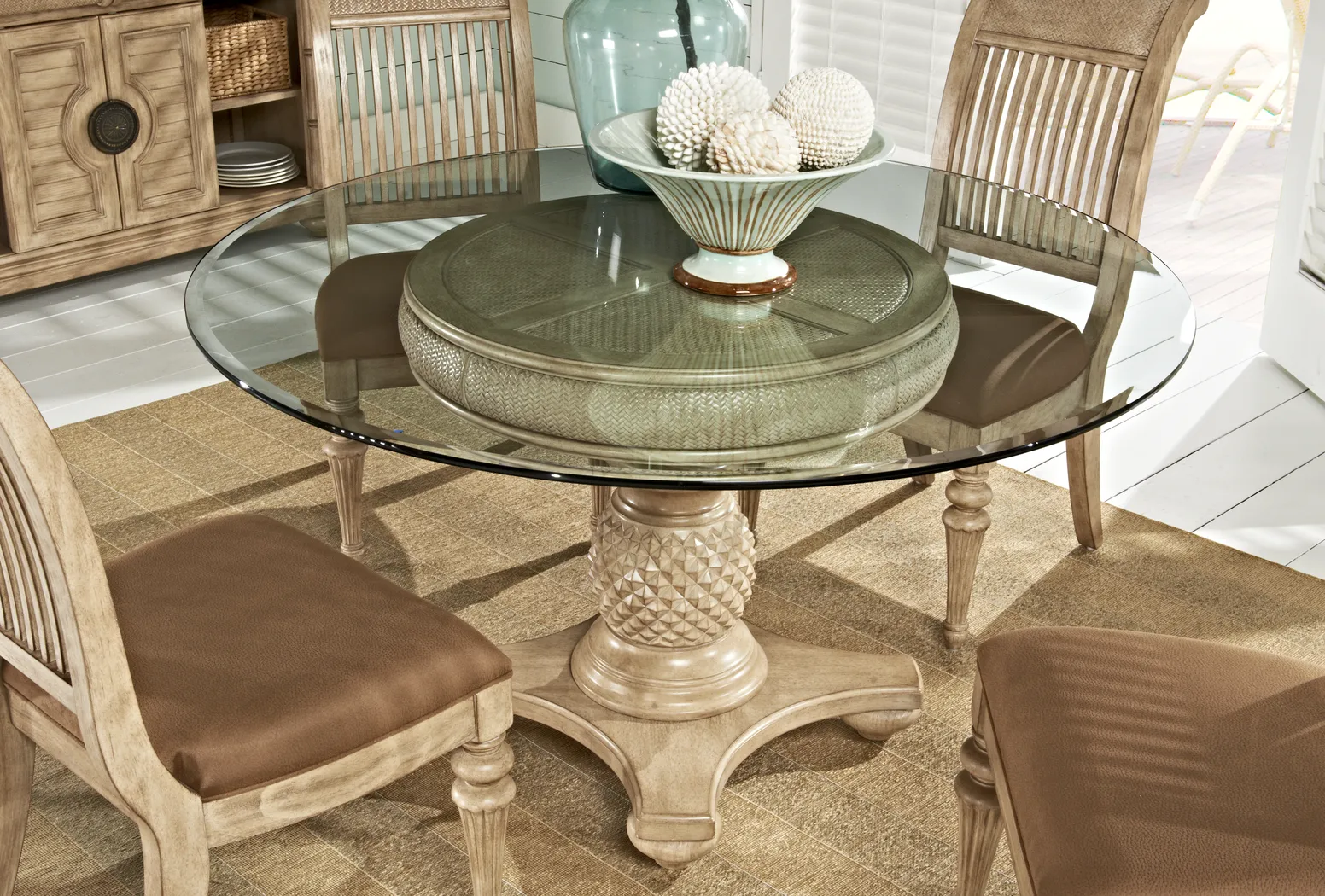 Cindy Crawford Home Key West Light Pedestal Dining Table - Thumbnail - Image 2