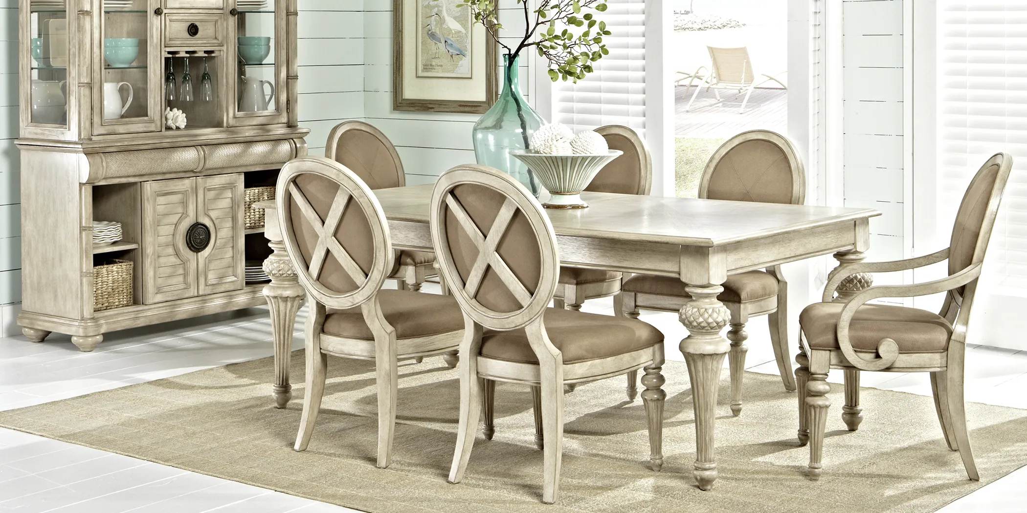 Cindy Crawford Home Key West Sand 5 Pc Rectangle Dining Room with Oval Chairs - Thumbnail - Image 1