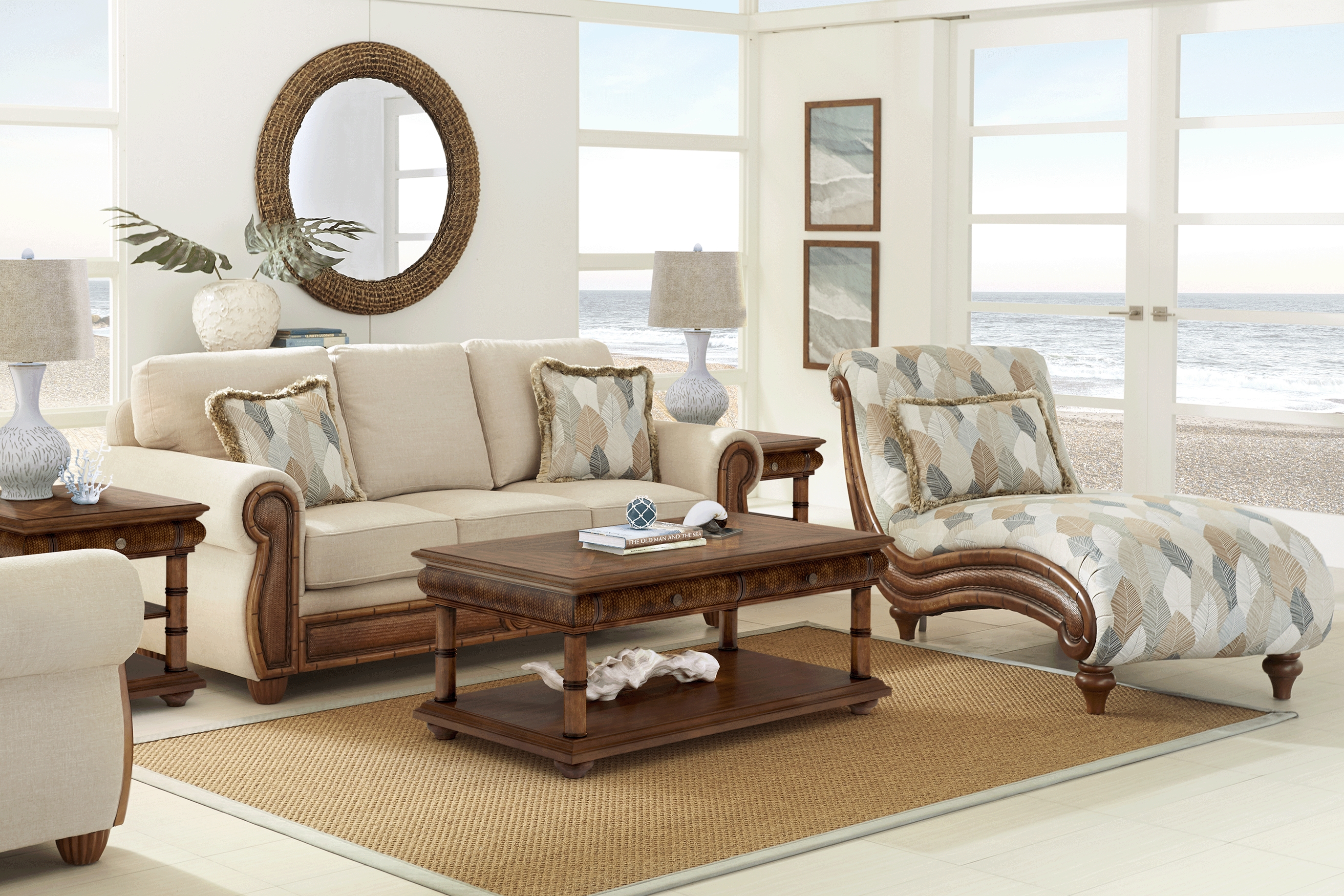 Cindy Crawford Home Key West Palms Sand 7 Pc Living Room - Thumbnail - Image 1