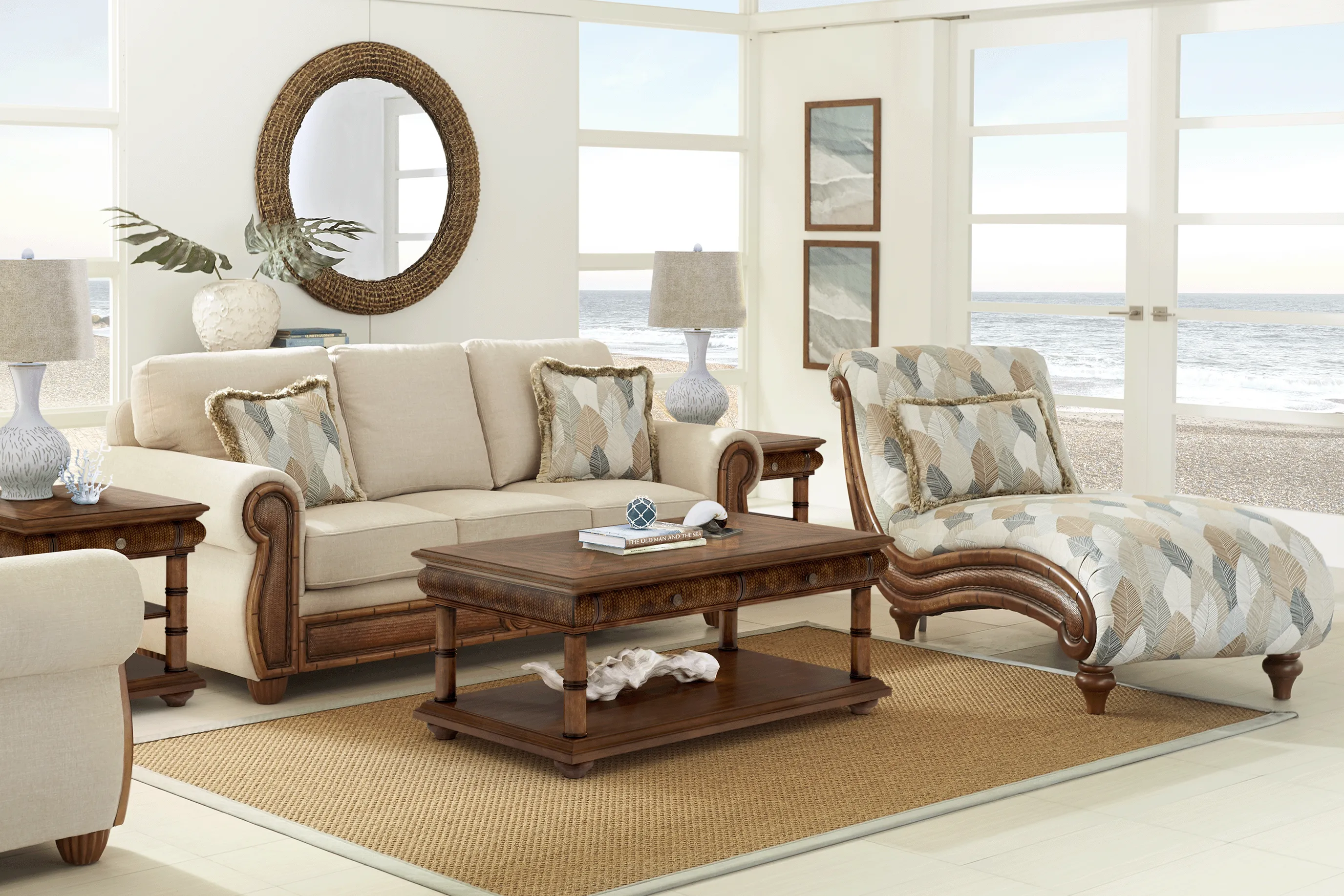 Cindy Crawford Home Key West Palms Sand 8 Pc Living Room - Thumbnail - Image 1