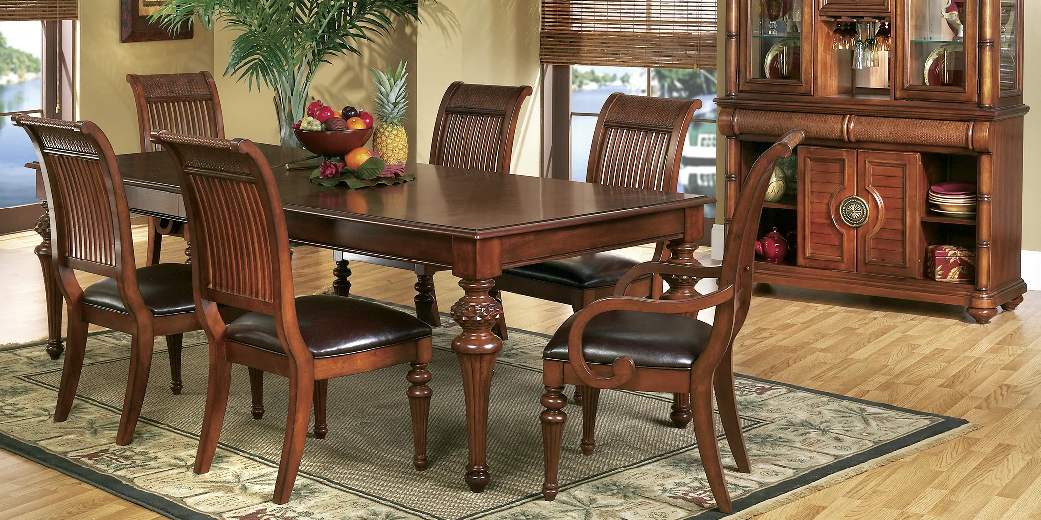 Cindy Crawford Home Key West Tobacco 5 Pc Rectangle Dining Room with Slat Chairs - Thumbnail - Image 1