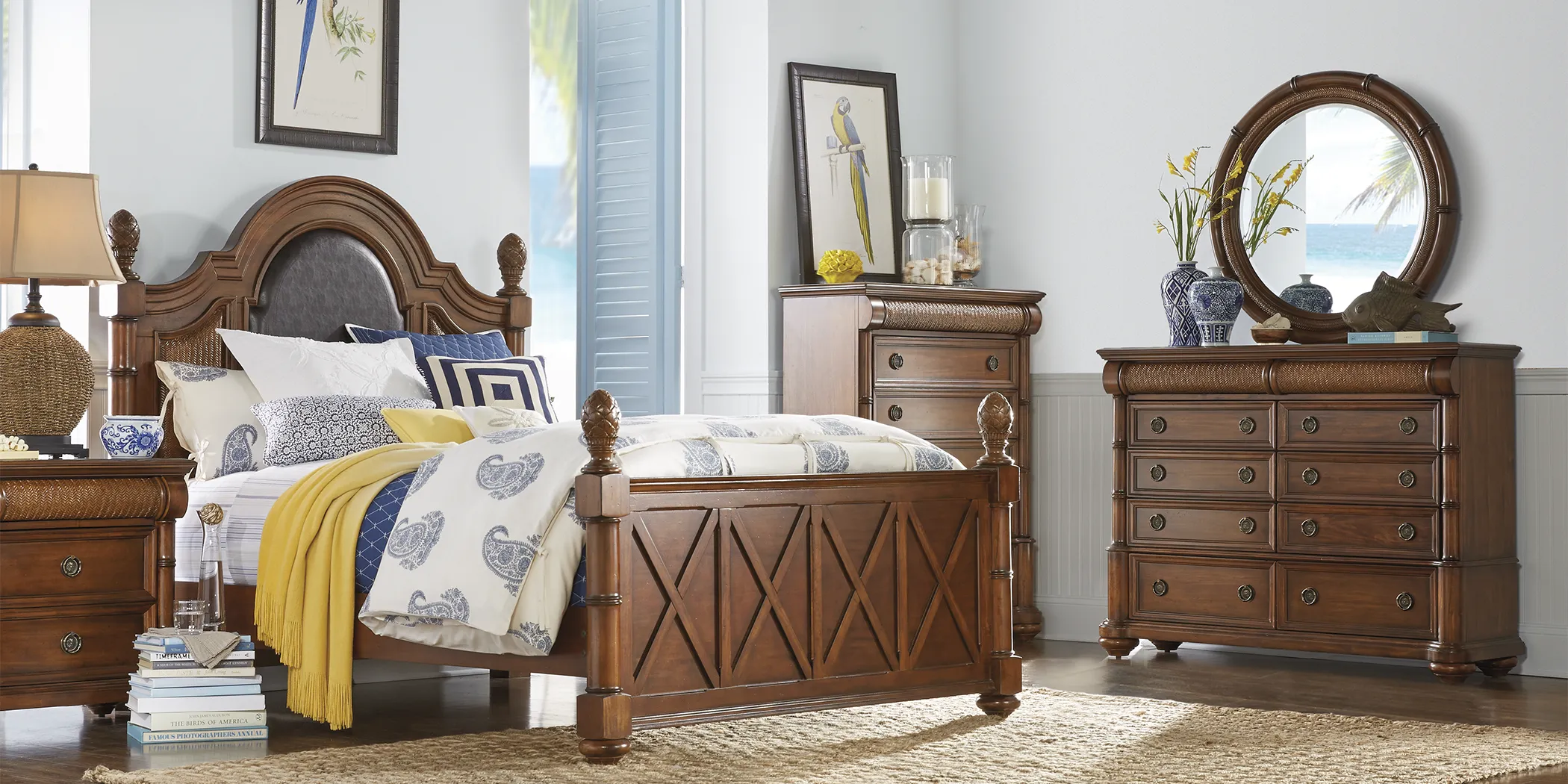 Cindy Crawford Key West 8 Pc Tobacco Dark Wood King Bedroom Set