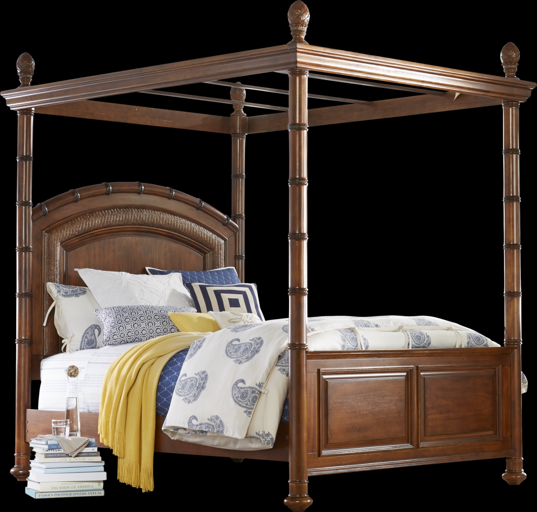 Cindy Crawford Home Key West Tobacco Canopy 4 Pc Queen Bed - Thumbnail - Image 1