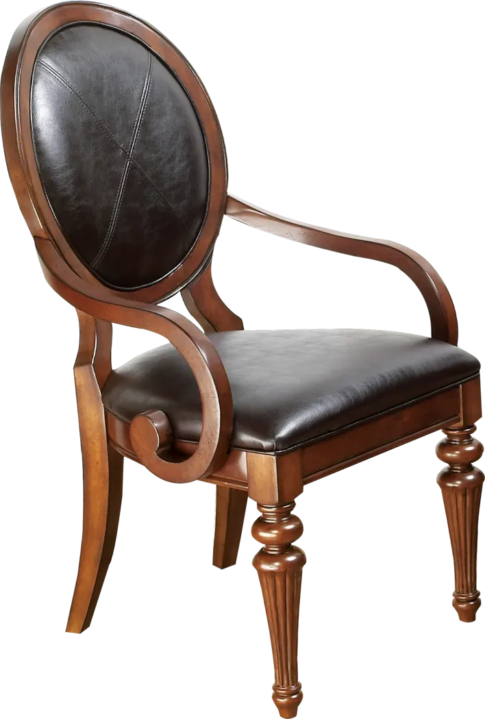 Cindy Crawford Home Key West Tobacco Oval Back Arm Chair - Thumbnail - Image 1