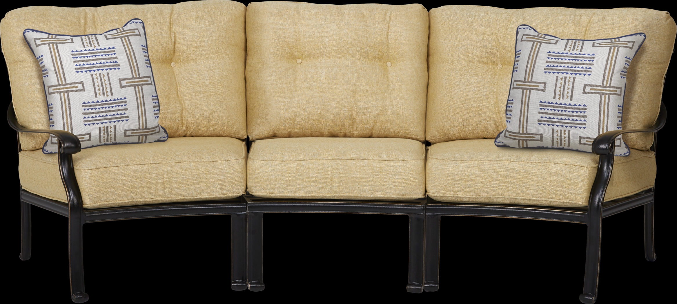 Cindy Crawford Home Lake Como Antique Bronze 3 Pc Outdoor Sectional with Gold Cushions - Thumbnail - Image 1