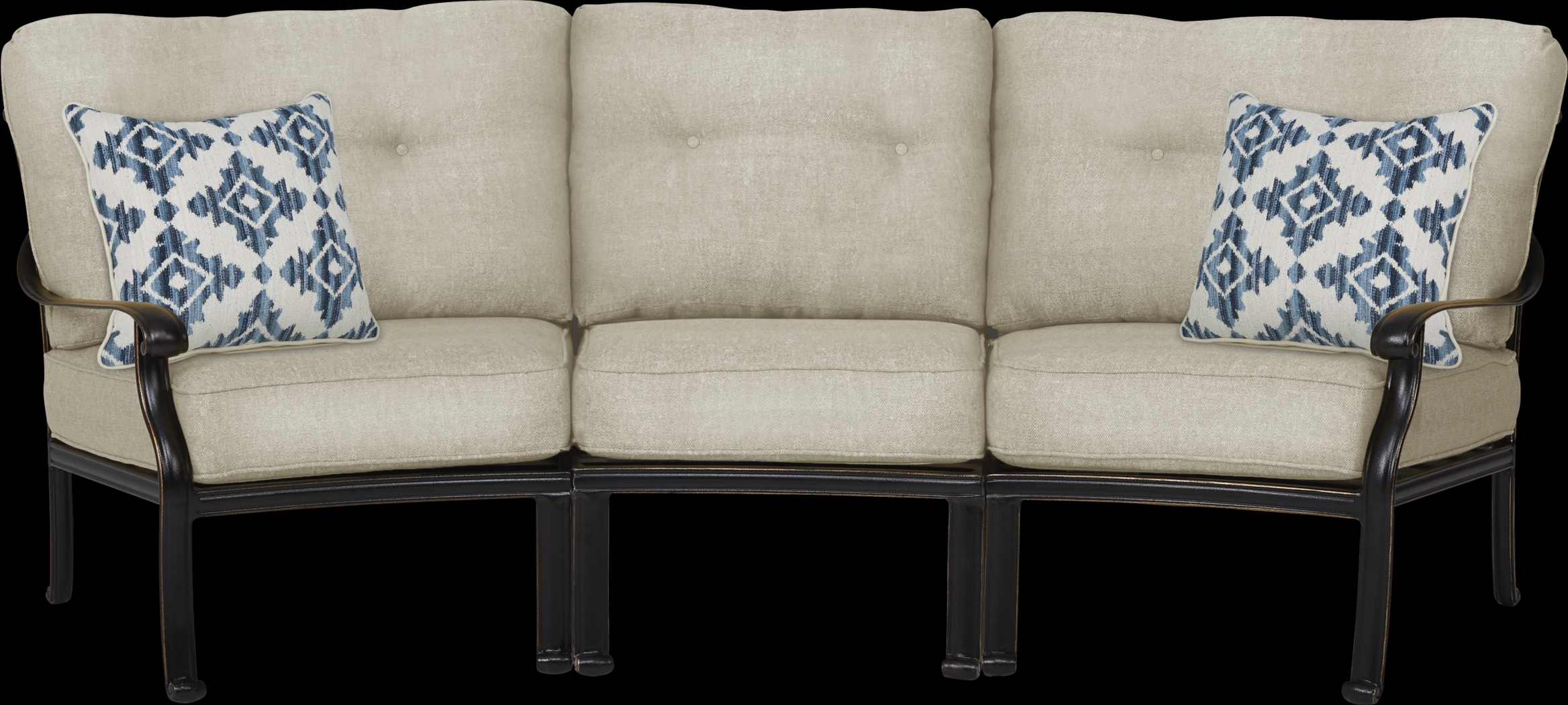 Lake Como Antique Bronze 3 Pc Outdoor Sectional with Malt Cushions - Thumbnail - Image 1