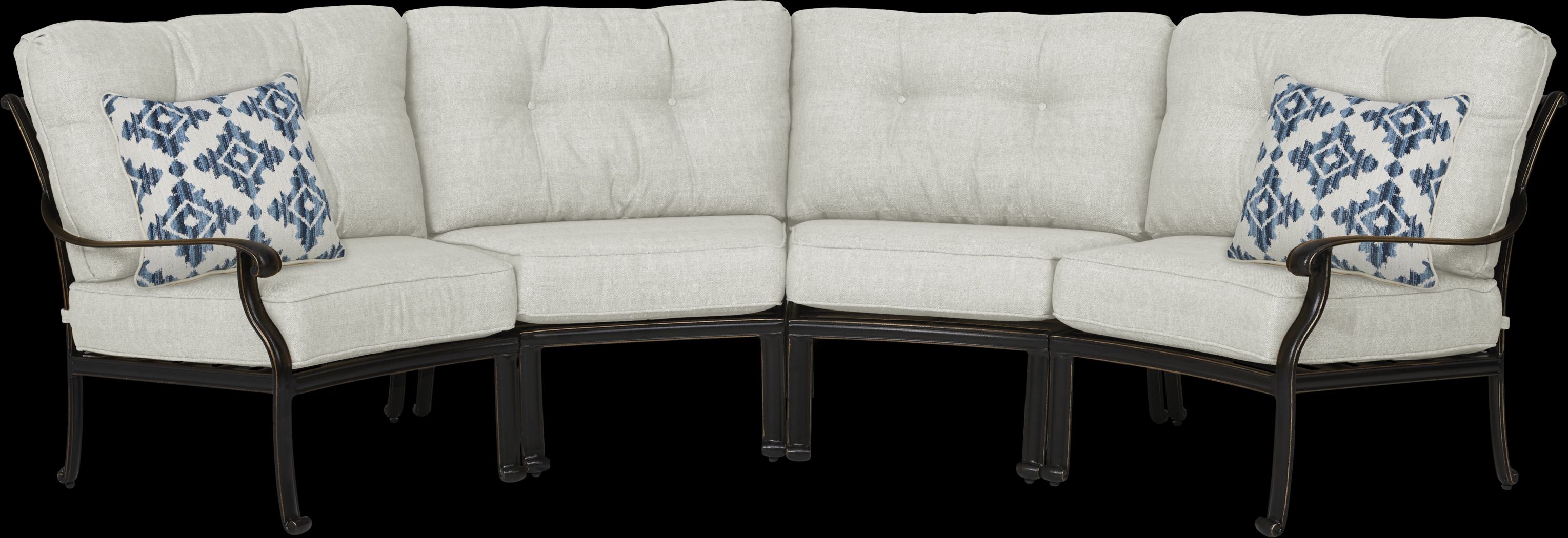 Lake Como Antique Bronze 4 Pc Outdoor Sectional with Silk-Colored Cushions - Thumbnail - Image 1