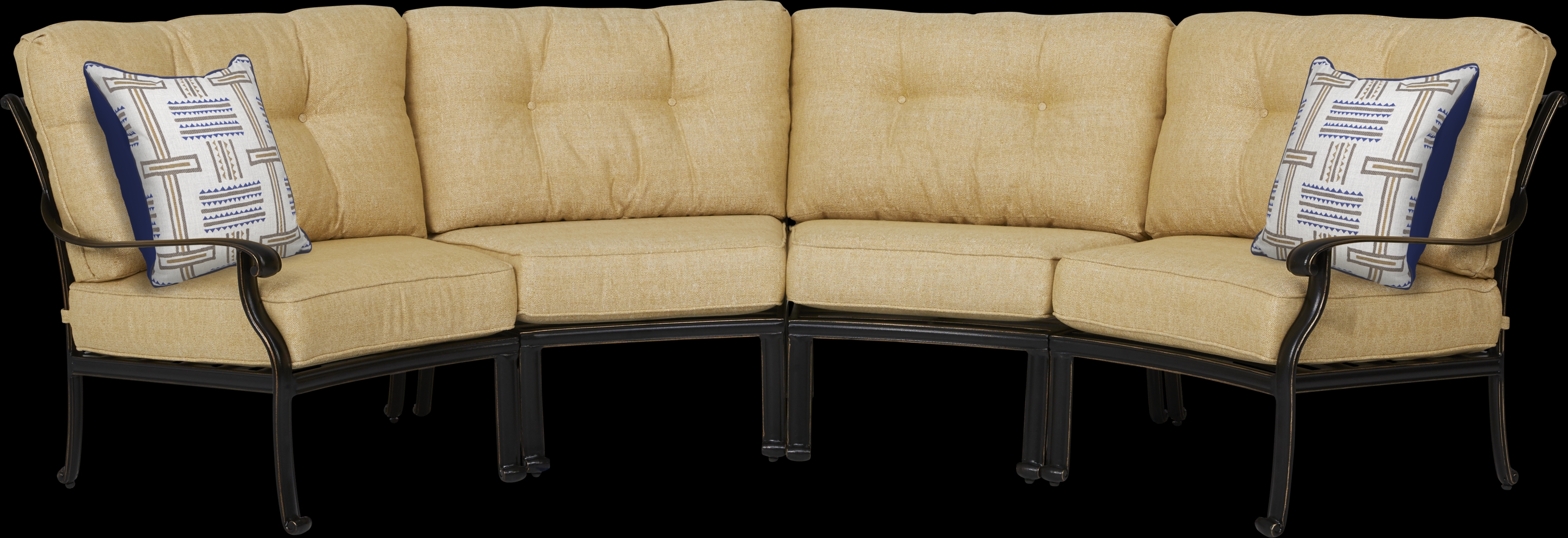 Cindy Crawford Home Lake Como Antique Bronze 5 Pc Sectional Outdoor Fire Pit Set with Gold Cushions - Thumbnail - Image 2