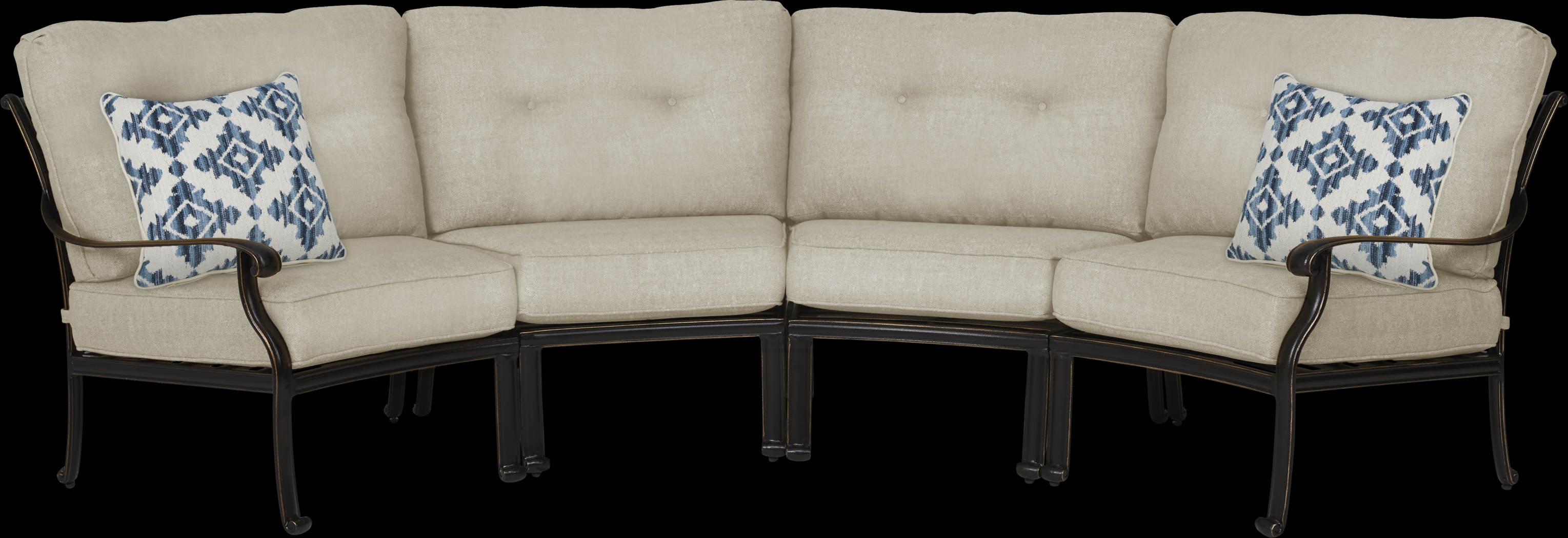 Lake Como Antique Bronze 4 Pc Outdoor Sectional with Malt Cushions - Thumbnail - Image 1