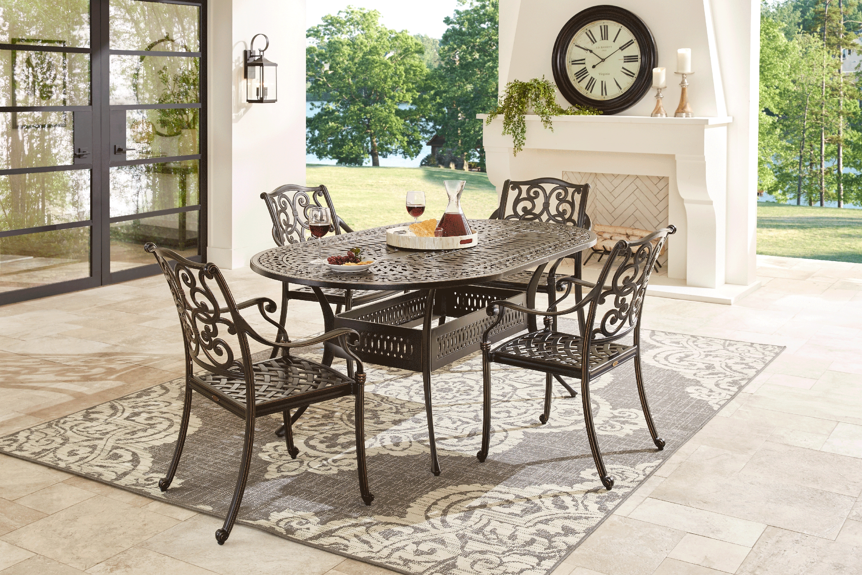 Lake Como Antique Bronze Outdoor Cast Arm Chair - Thumbnail - Image 2