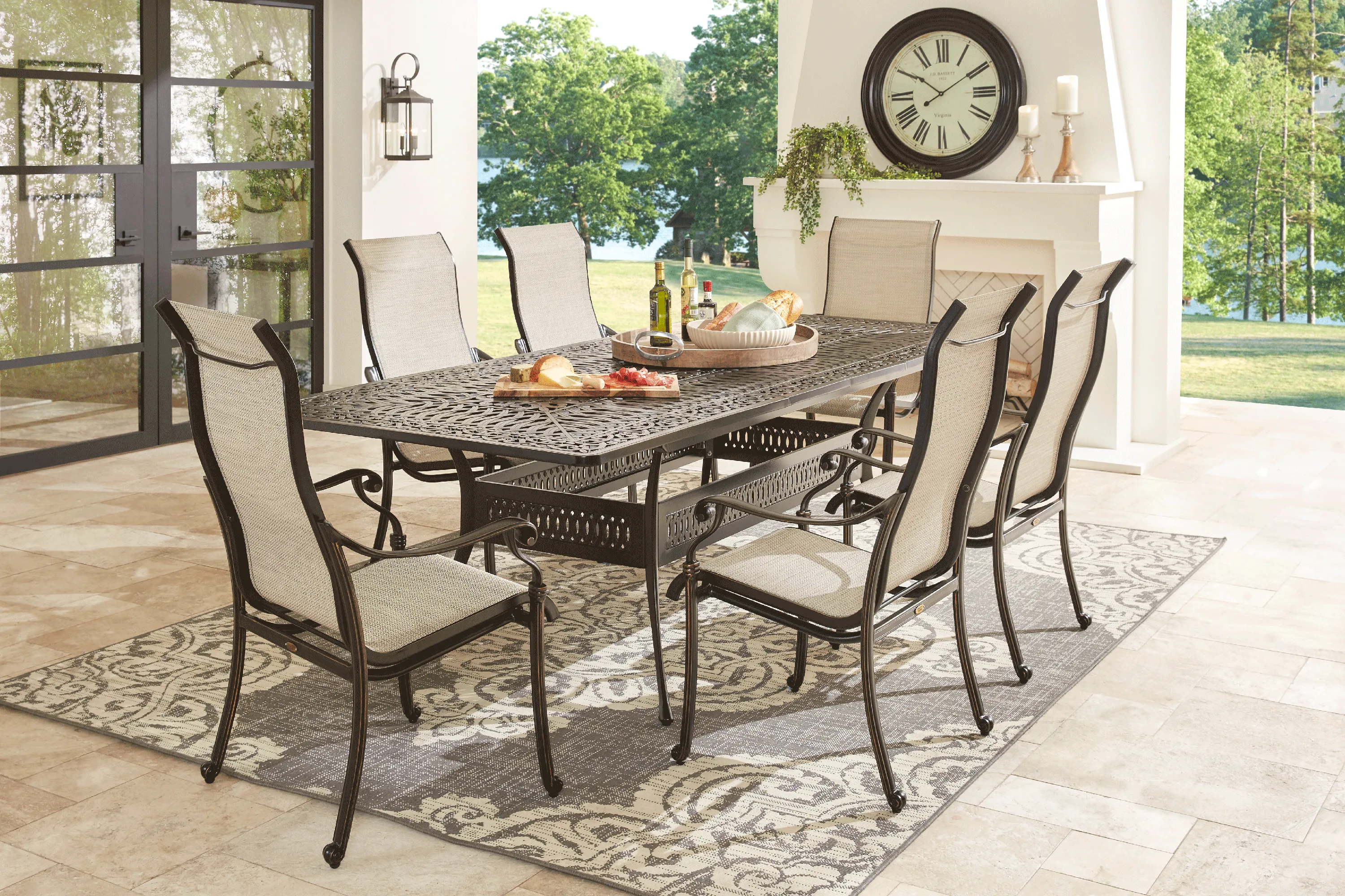 Cindy Crawford Home Lake Como Antique Bronze 72-102 in. Rectangle Outdoor Dining Table - Thumbnail - Image 2