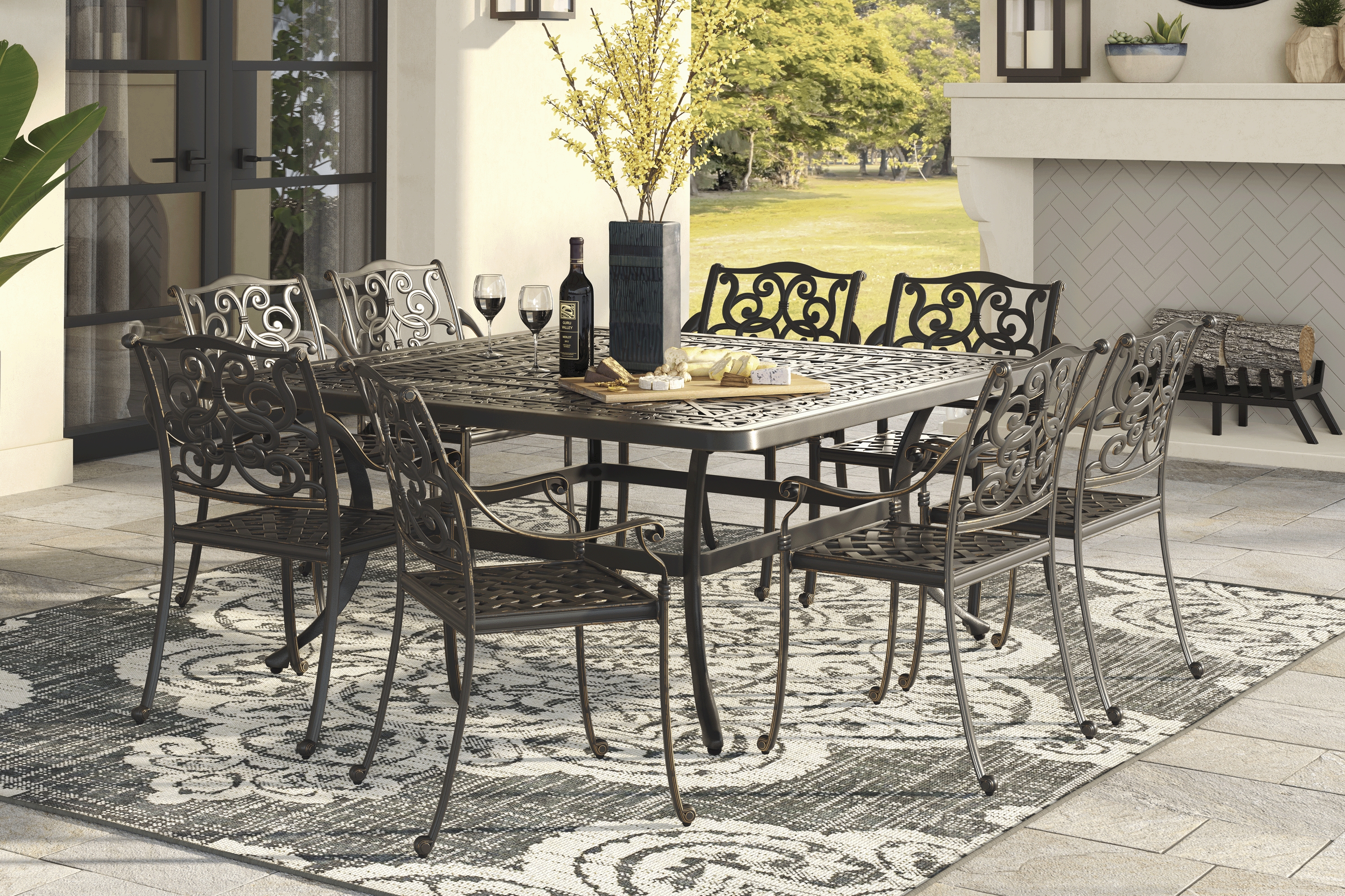 Lake Como Antique Bronze 64" Square Outdoor Dining Table - Thumbnail - Image 2