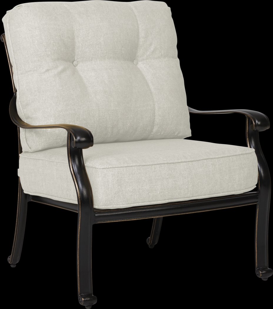 Lake Como Antique Bronze 5 Pc Outdoor Chat Set with Coconut Cushions - Thumbnail - Image 2