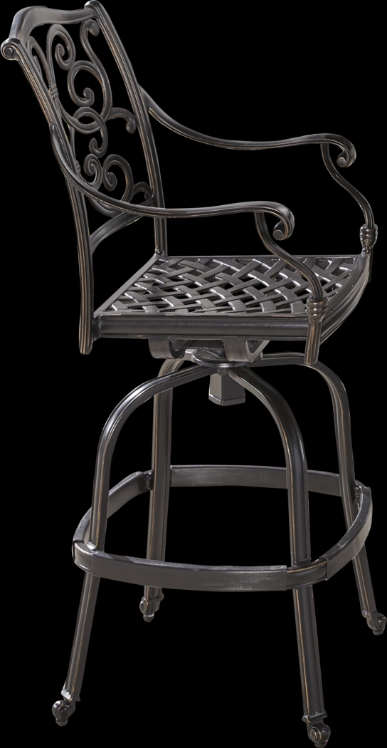 Lake Como Antique Bronze 3 Pc 30 in. Round Outdoor Bar Height Dining Set - Thumbnail - Image 5