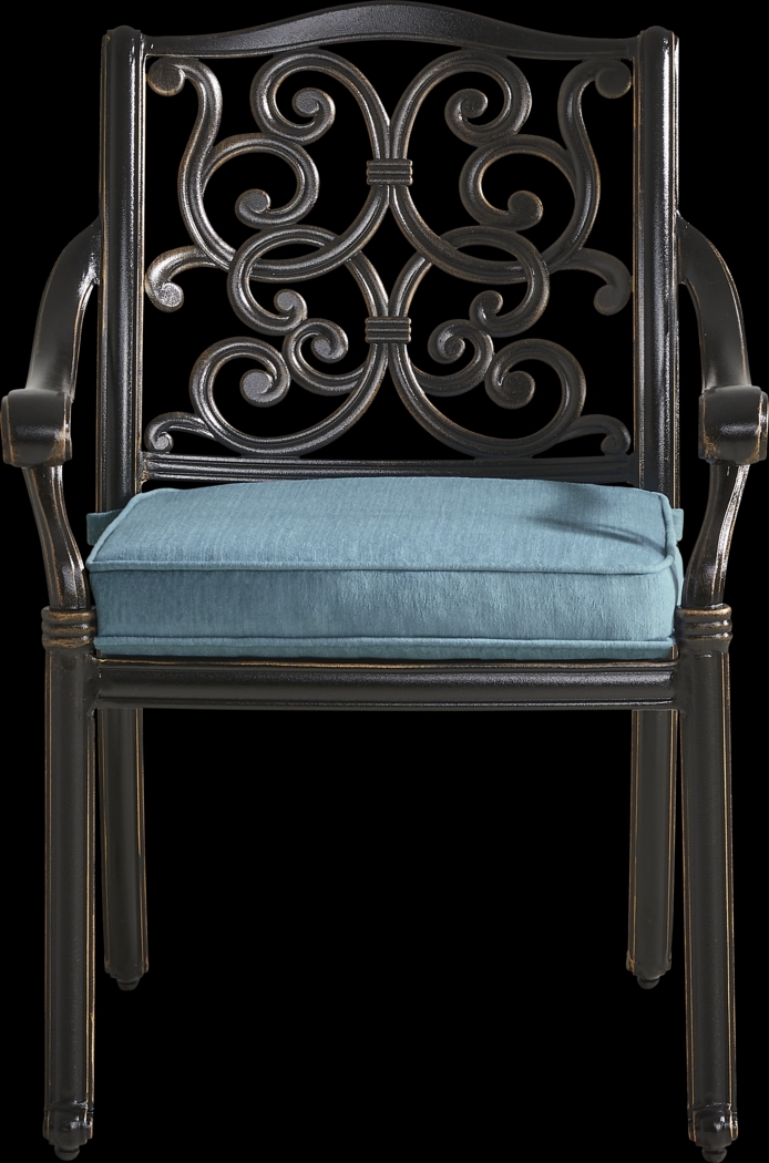 Lake Como Antique Bronze Outdoor Arm Chair with Rivera Cushion - Thumbnail - Image 2