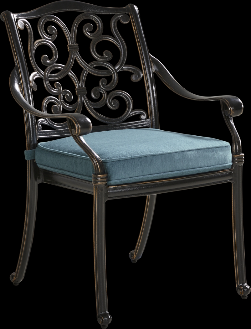 Lake Como Antique Bronze Outdoor Arm Chair with Rivera Cushion - Thumbnail - Image 1