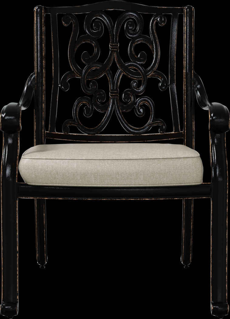 Lake Como Antique Bronze 3 Pc Round Outdoor Dining Set with Silk-Color Cushions - Thumbnail - Image 3