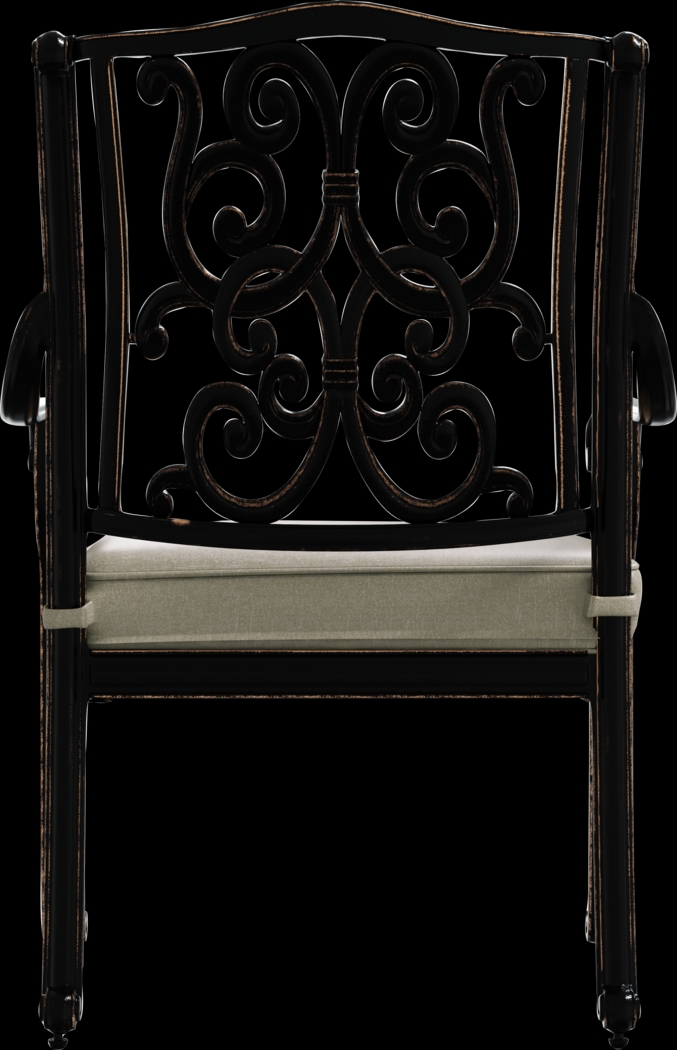 Lake Como Antique Bronze 3 Pc Round Outdoor Dining Set with Silk-Color Cushions - Thumbnail - Image 4