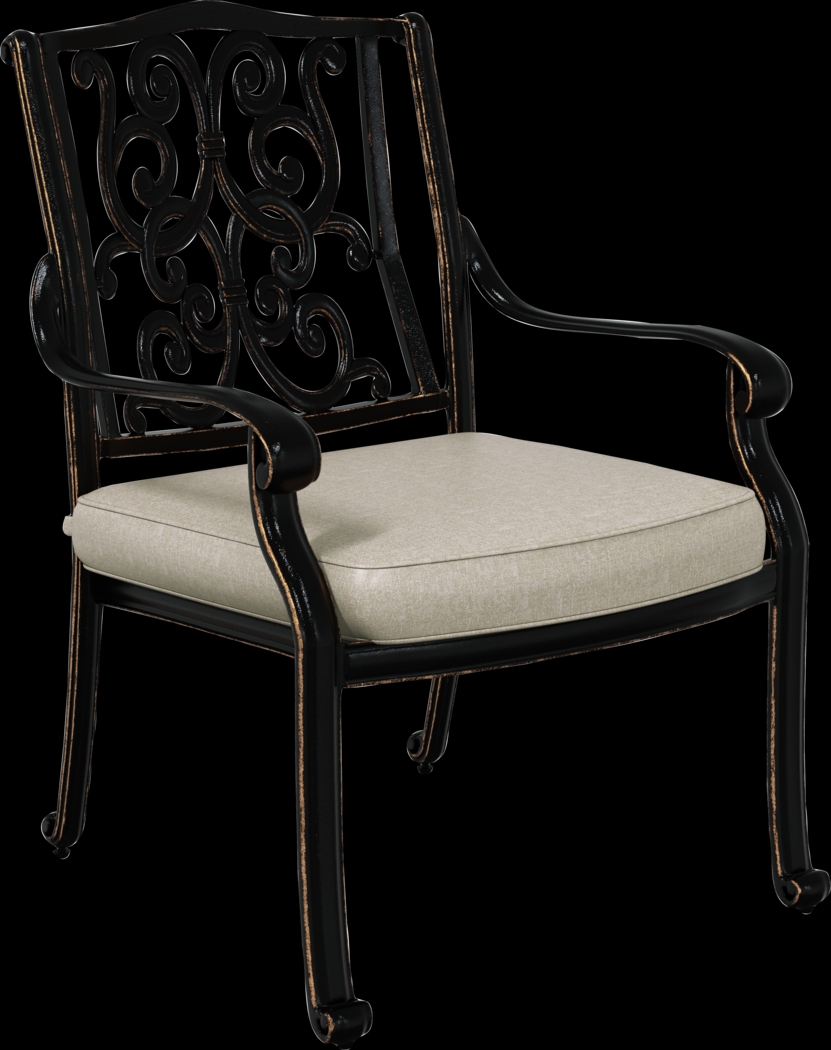 Lake Como Antique Bronze 3 Pc Round Outdoor Dining Set with Silk-Color Cushions - Thumbnail - Image 2