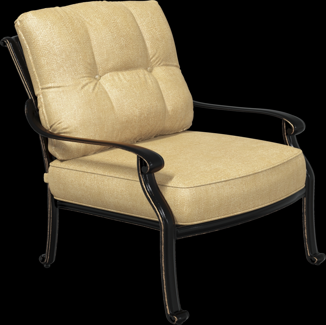 Cindy Crawford Home Lake Como Antique Bronze Outdoor Club Chair with Gold Cushions - Thumbnail - Image 1