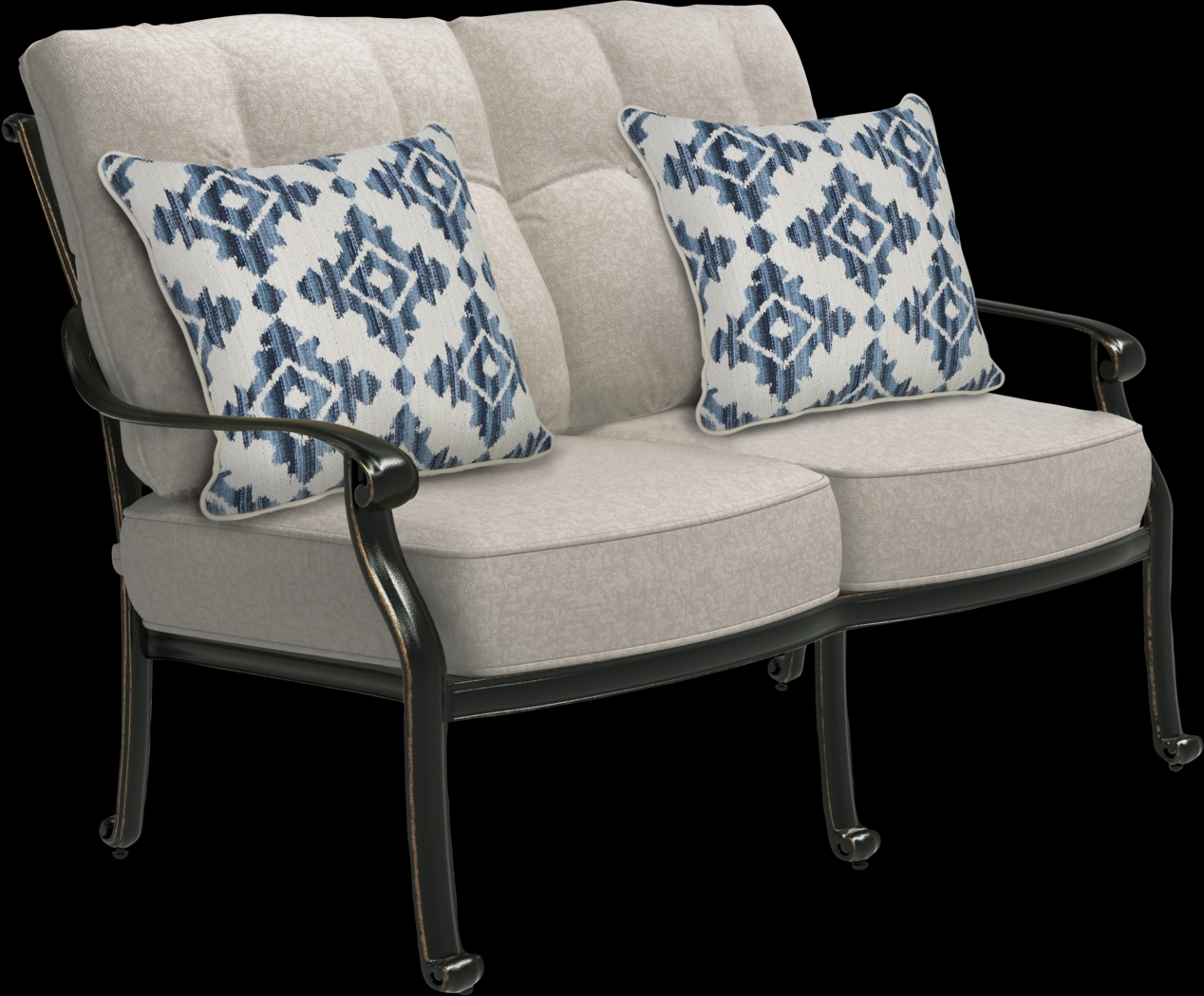 Lake Como Antique Bronze 4 Pc Outdoor Seating Set with Silk-Colored Cushions - Thumbnail - Image 3