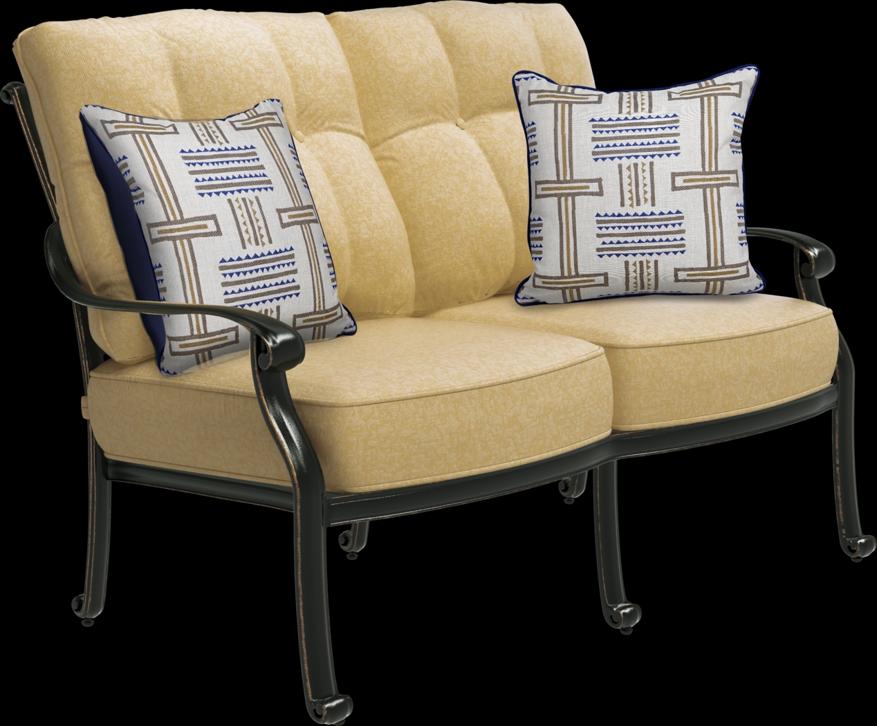 Cindy Crawford Home Lake Como Antique Bronze 6 Pc Outdoor Seating Set with Gold Cushions - Thumbnail - Image 2