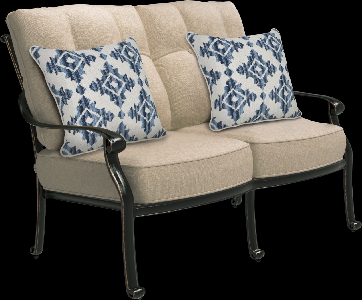 Lake Como Antique Bronze 4 Pc Outdoor Seating Set with Malt Cushions - Thumbnail - Image 3