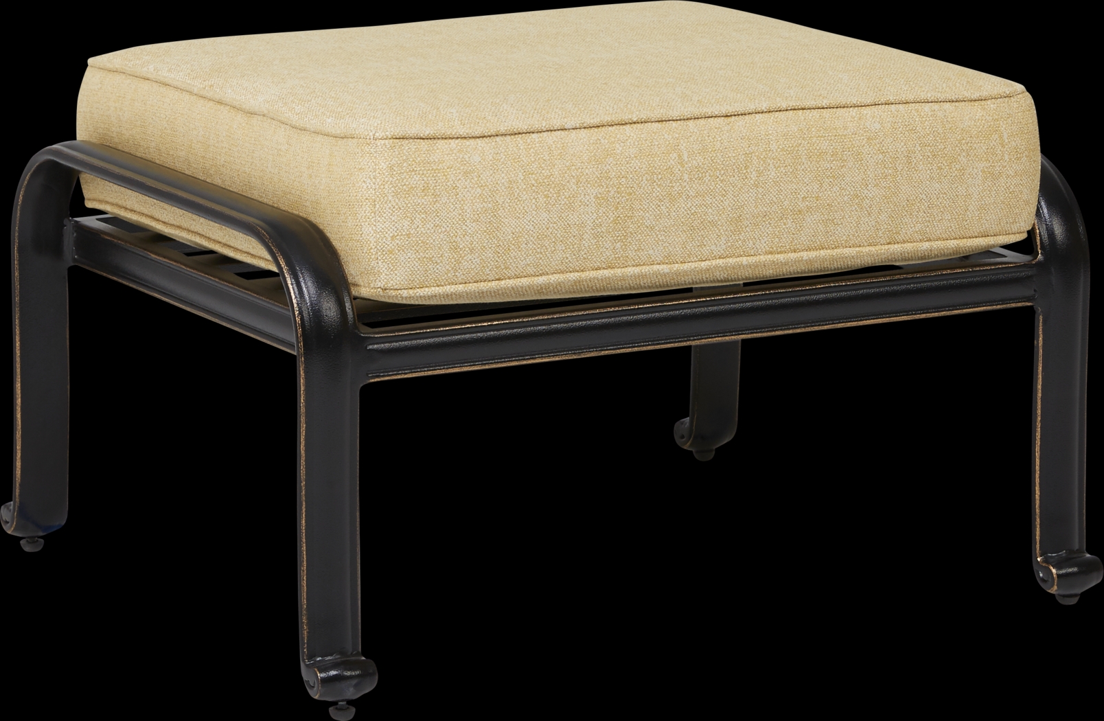 Lake Como Antique Bronze Outdoor Ottoman with Gold Cushion - Thumbnail - Image 1