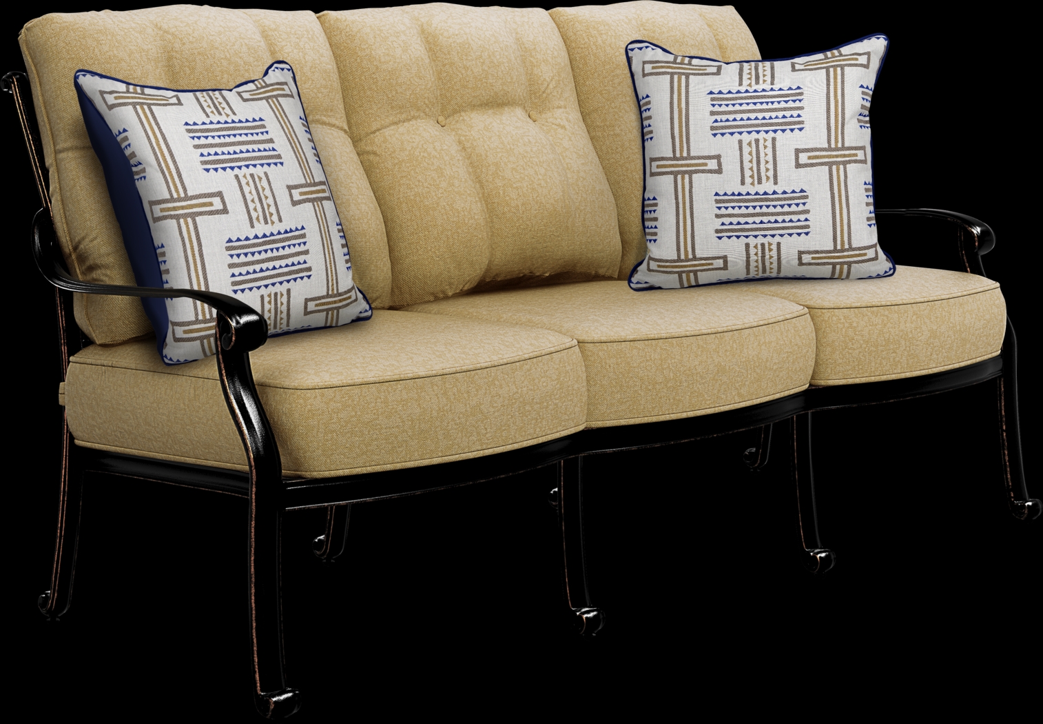 Cindy Crawford Home Lake Como Antique Bronze 4 Pc Outdoor Seating Set With Gold Cushions - Thumbnail - Image 2