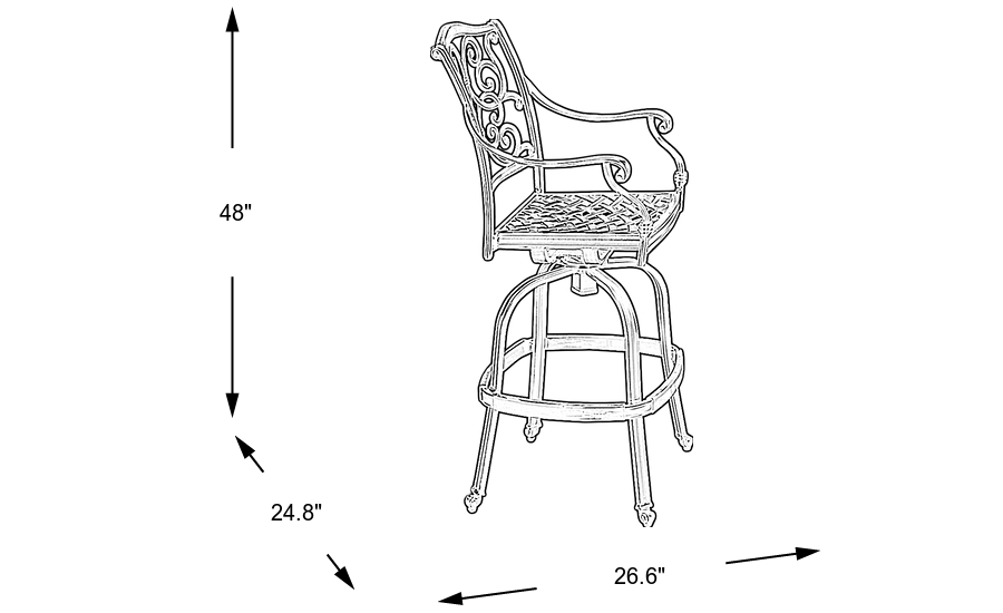 Dimension Image. Please refer to the Dimension Tab on this page for dimension details.