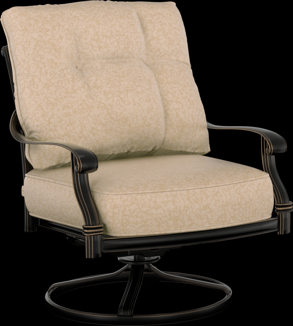 Lake Como Antique Bronze Outdoor Swivel Rocker Chair With Malt Cushions - Thumbnail - Image 1