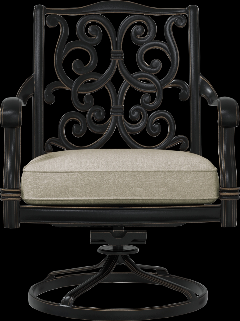 Lake Como Antique Bronze 7 Pc Oval Outdoor Dining Set with Silk-Colored Cushions - Thumbnail - Image 5