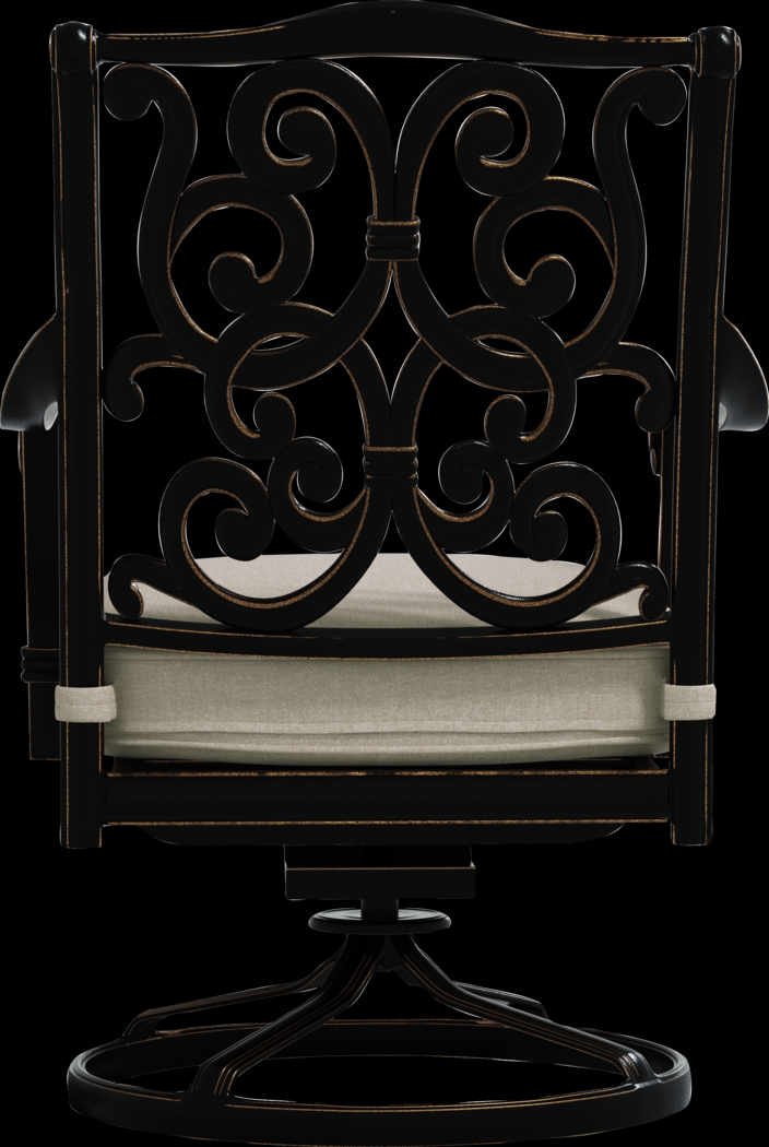 Lake Como Antique Bronze 7 Pc Oval Outdoor Dining Set with Silk-Colored Cushions - Thumbnail - Image 6