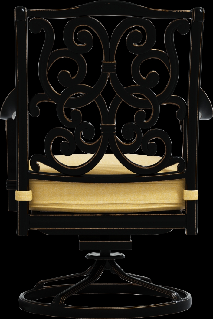 Cindy Crawford Home Lake Como Antique Bronze 7 Pc Oval Outdoor Dining Set with Gold Cushions - Thumbnail - Image 6