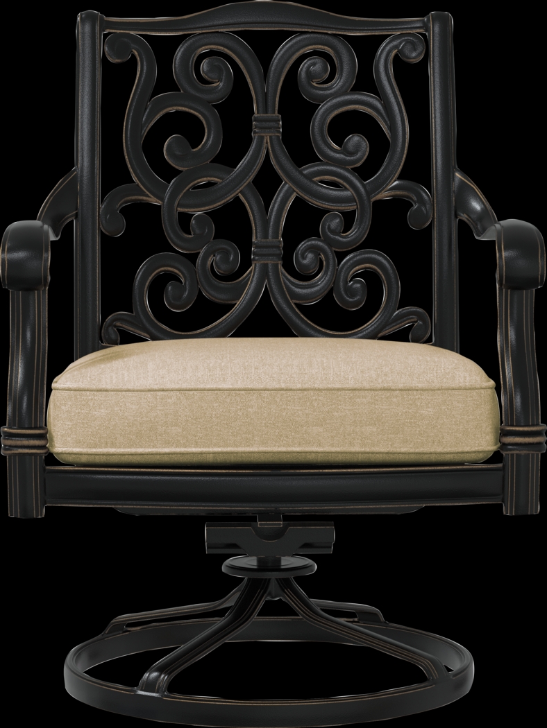 Lake Como Antique Bronze 7 Pc Oval Outdoor Dining Set with Malt Cushions - Thumbnail - Image 5