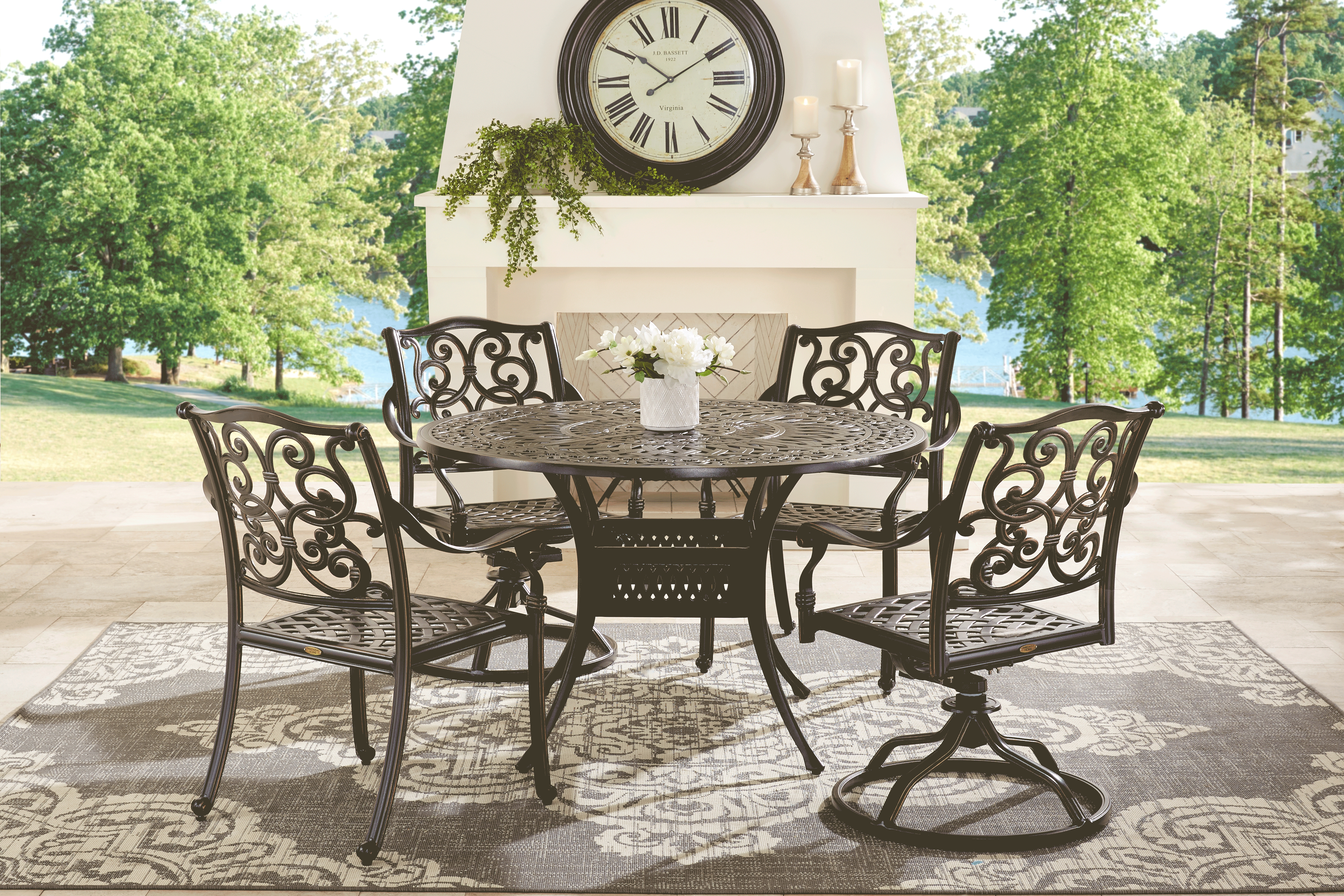 Lake Como Antique Bronze Outdoor Swivel Rocker Arm Chair - Thumbnail - Image 2