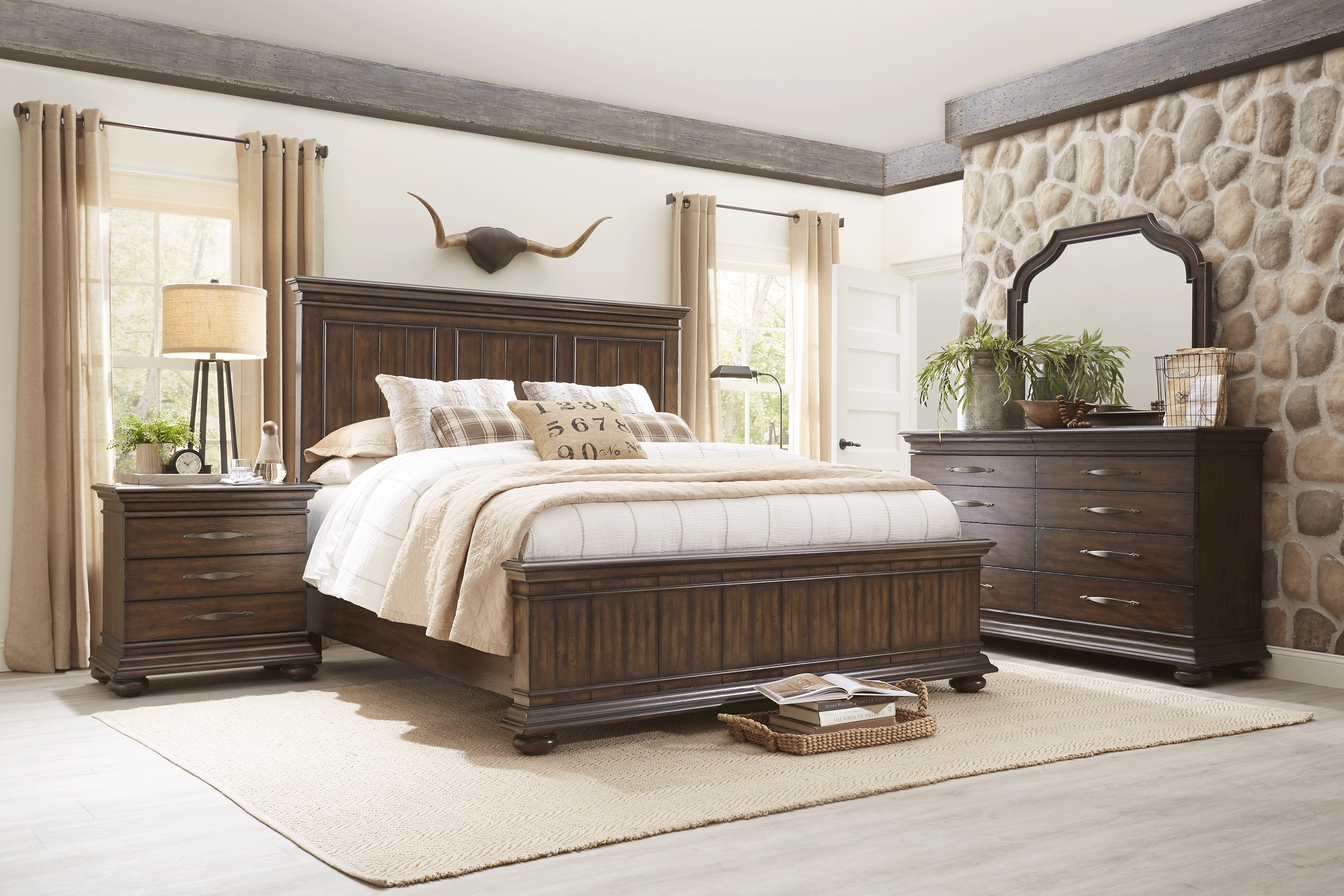 Cindy Crawford Home Lake Hills Brown 3 Pc Queen Panel Bed - Thumbnail - Image 2