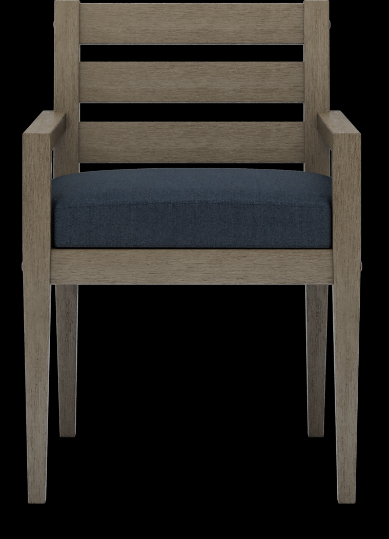 Lake Tahoe Gray Outdoor Arm Chair with Indigo Cushion - Thumbnail - Image 3